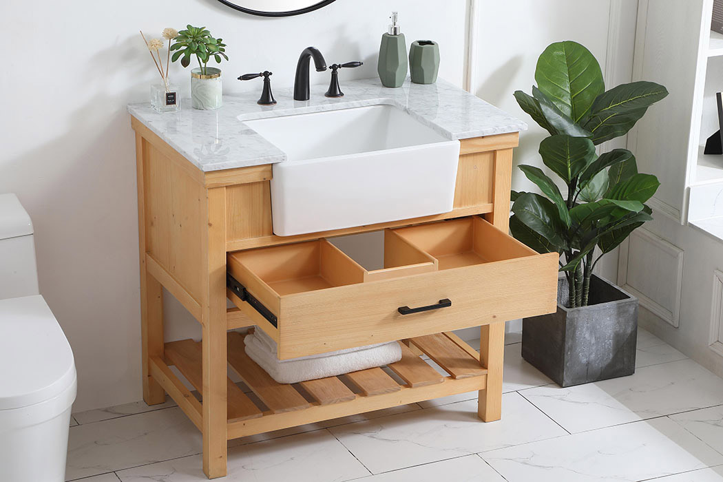 Elegant Bathroom Vanity - Natural Wood (VF60136NW)