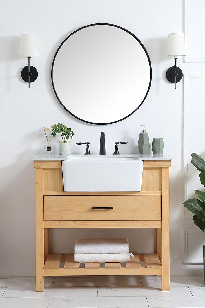 Elegant Bathroom Vanity - Natural Wood (VF60136NW)