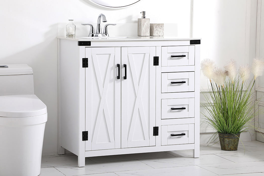 Elegant Bathroom Vanity - White (VF90236WH-BS)