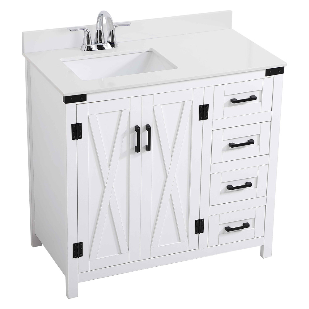 Elegant Bathroom Vanity - White (VF90236WH-BS)