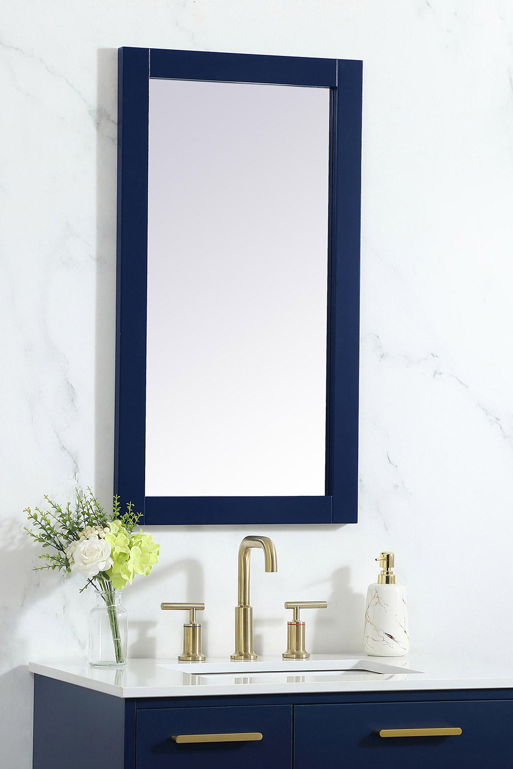Elegant Wall Mirror - Blue, D 18", H 32" (VM21832BL)