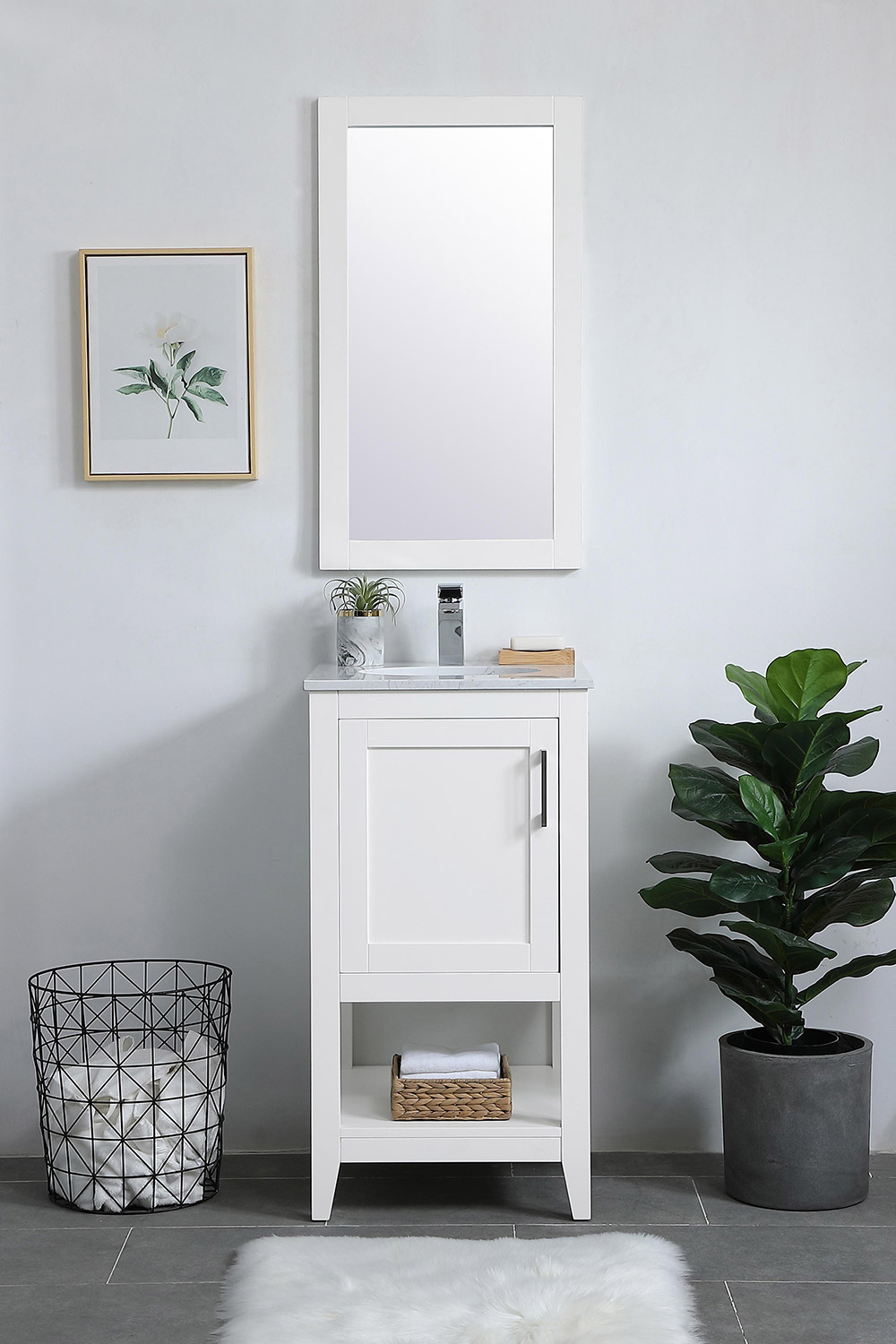 Elegant Wall Mirror - White, D 18", H 32" (VM21832WH)
