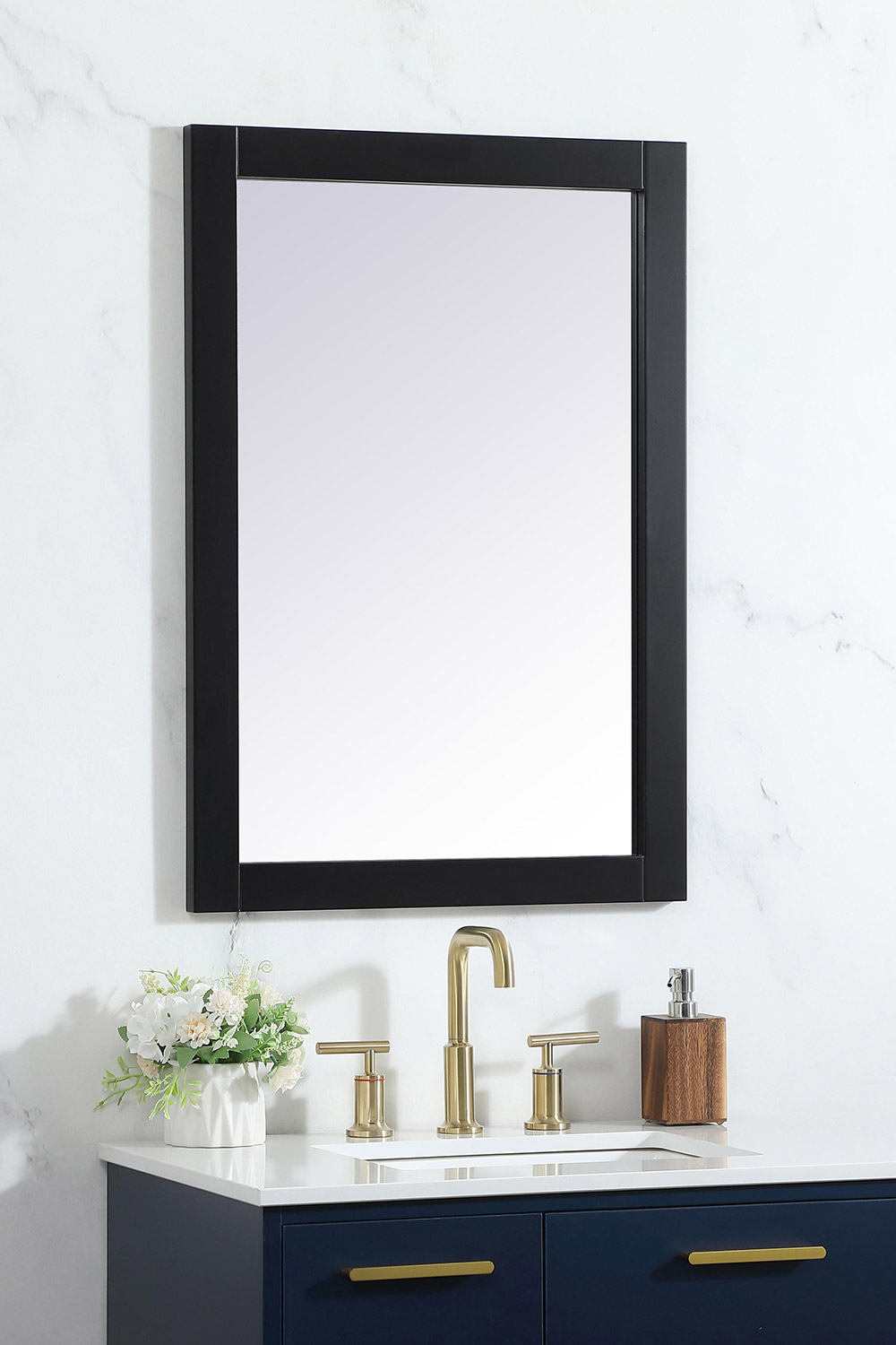 Elegant Wall Mirror - Black, D 22", H 32" (VM22232BK)