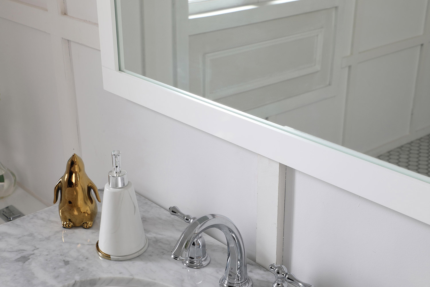 Elegant Wall Mirror - White, D 24", H 36" (VM22436WH)