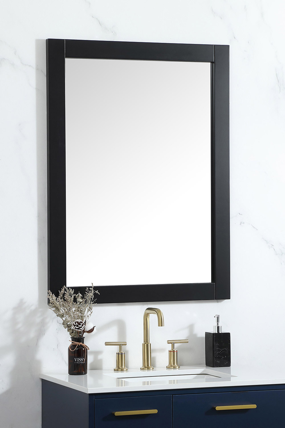 Elegant Wall Mirror - Black, D 27", H 36" (VM22736BK)