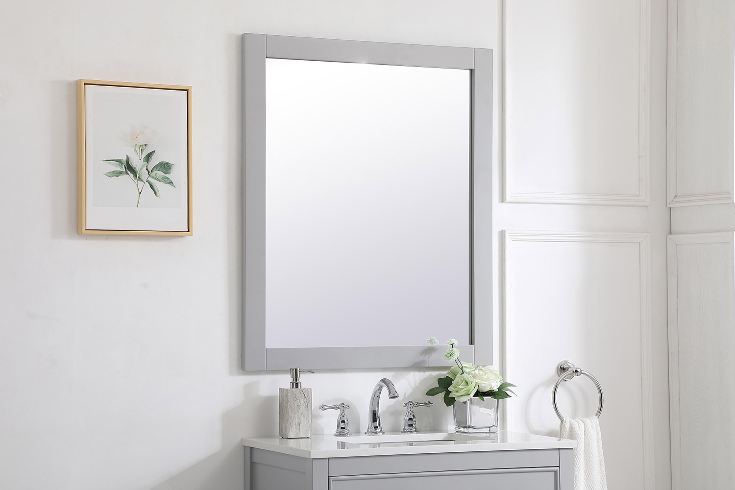 Elegant Wall Mirror - Gray, D 30", H 36" (VM23036GR)