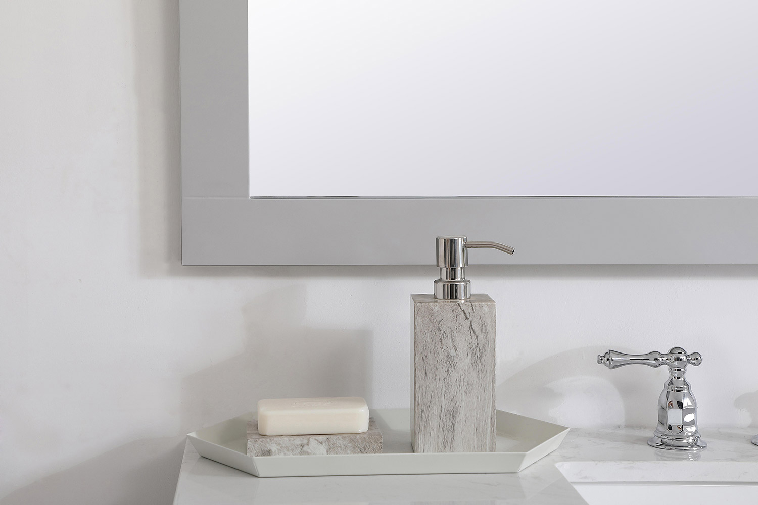 Elegant Wall Mirror - Gray, D 42", H 36" (VM24236GR)