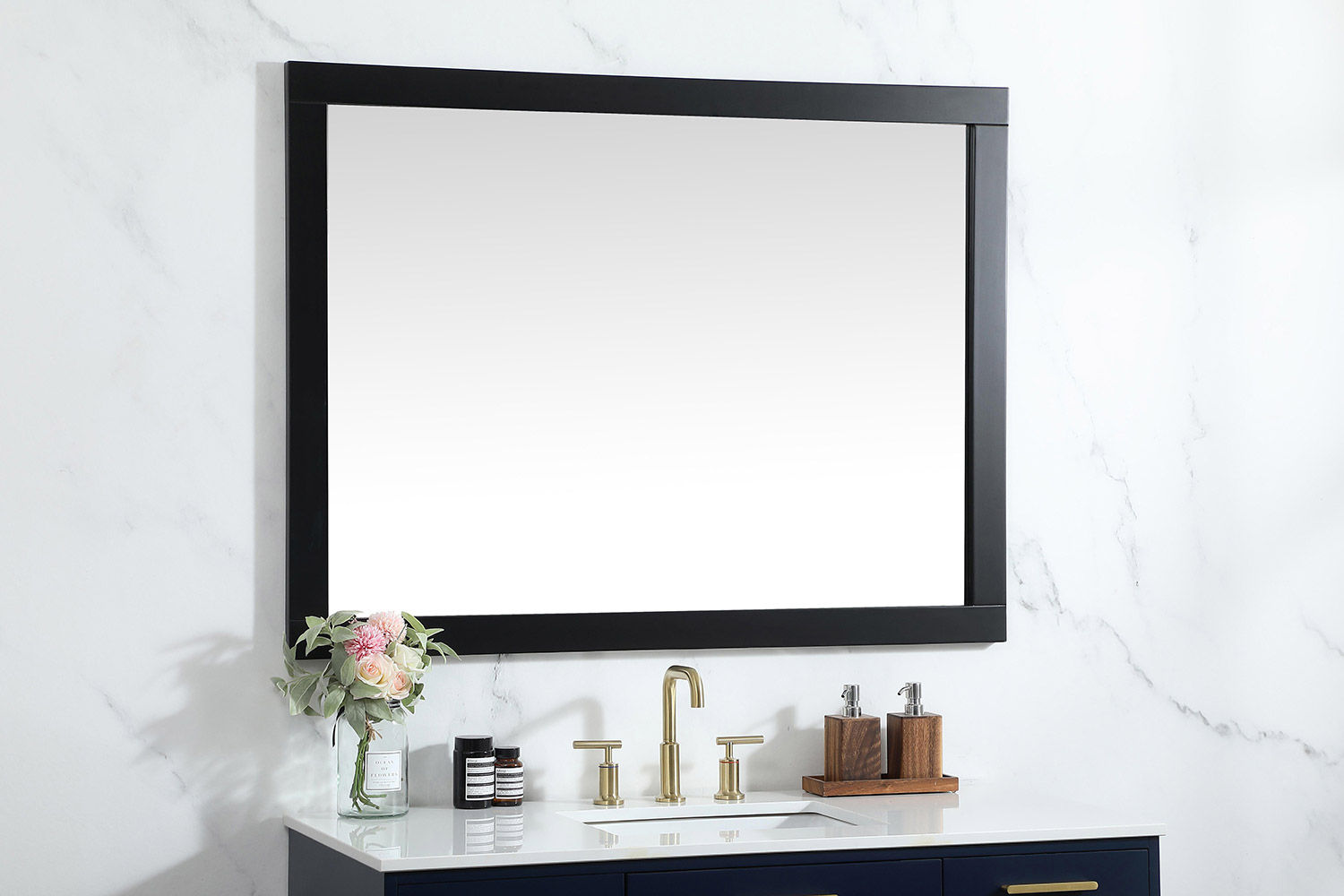 Elegant Wall Mirror - Black, D 48", H 36" (VM24836BK)