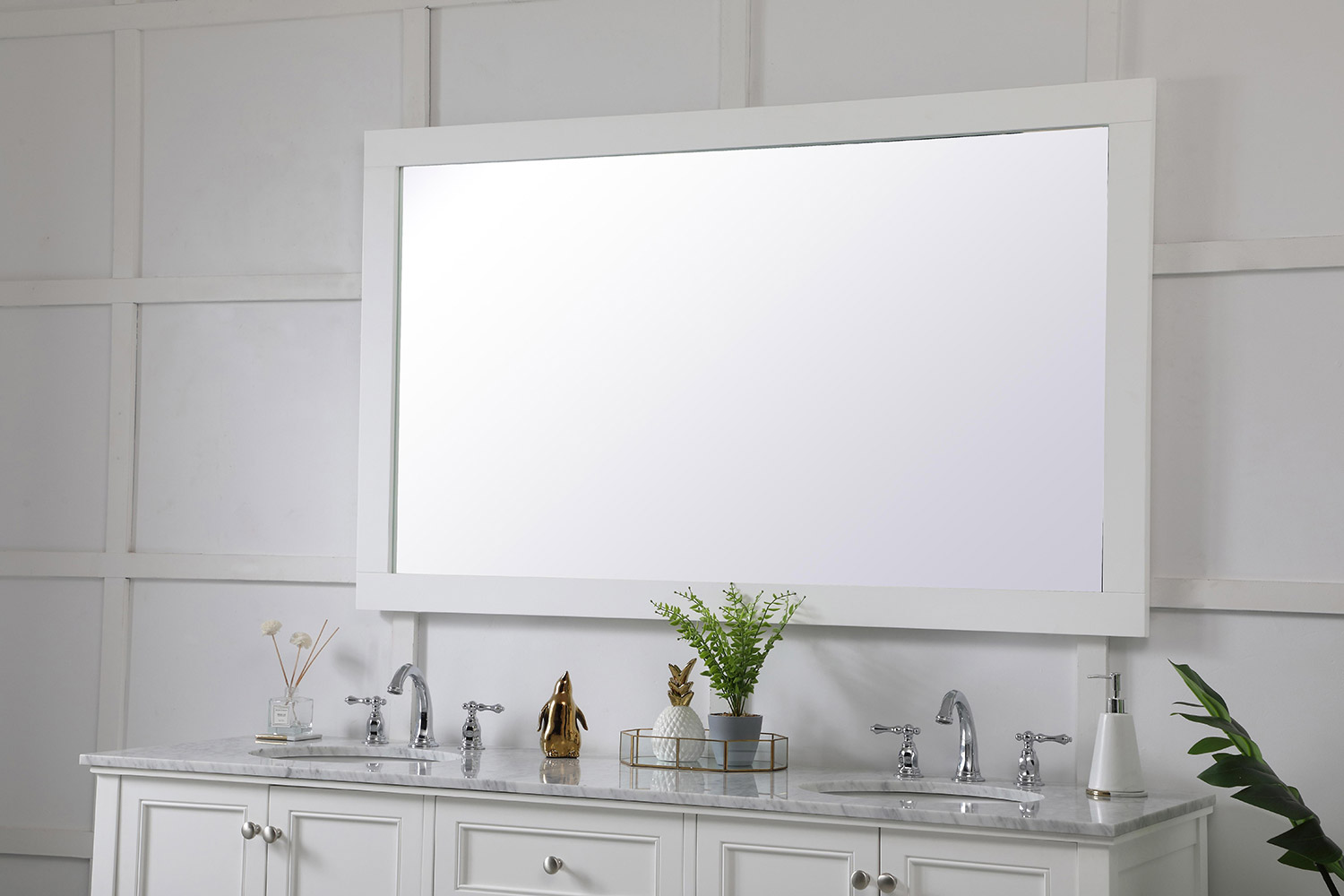 Elegant Wall Mirror - White, D 60", H 36" (VM26036WH)