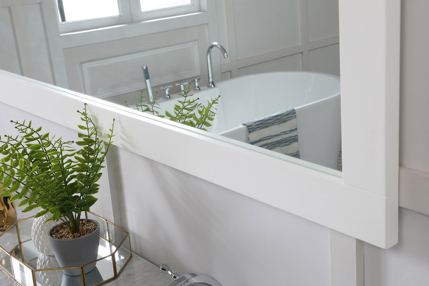 Elegant Wall Mirror - White, D 60", H 36" (VM26036WH)