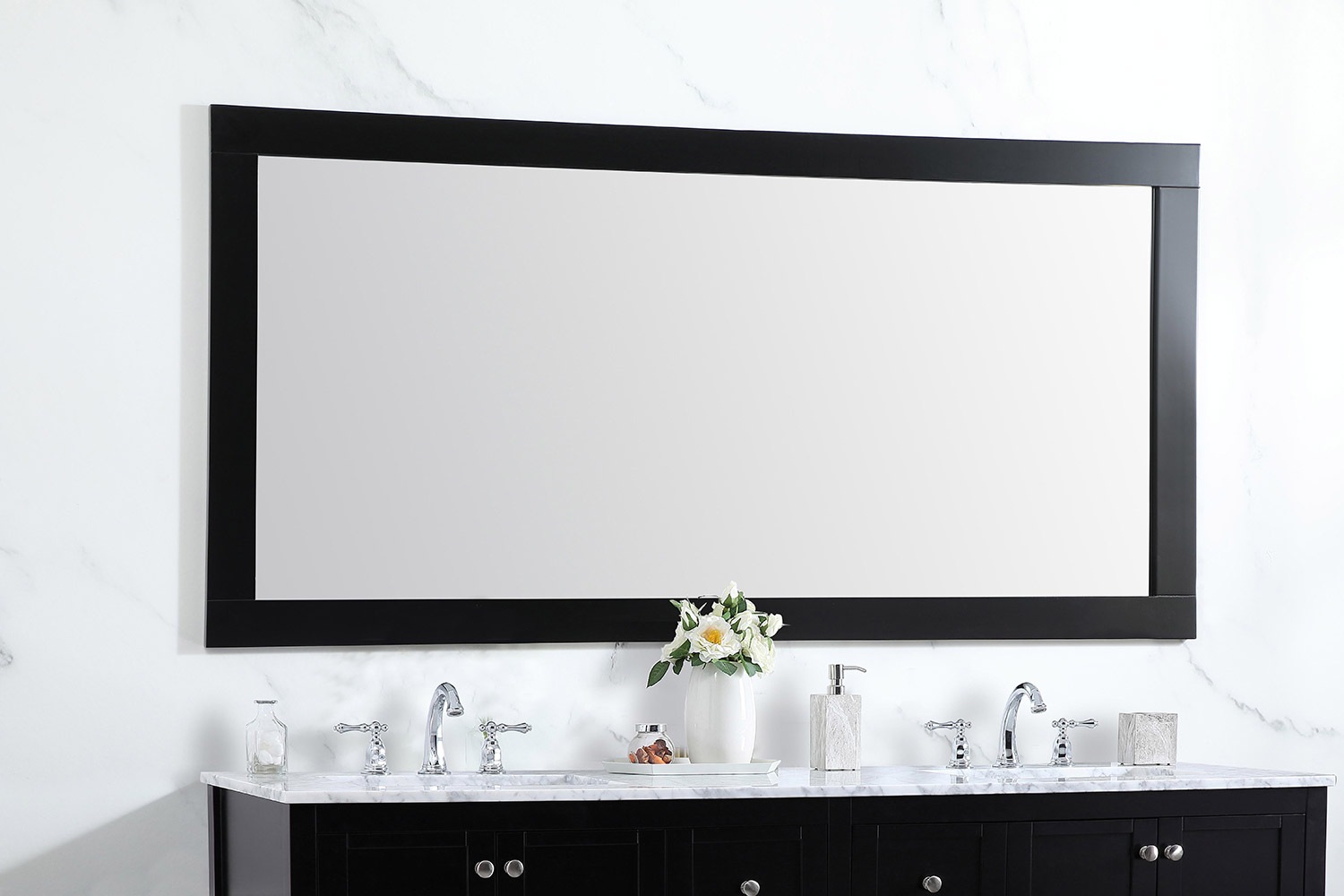 Elegant Wall Mirror - Black, D 72", H 36" (VM27236BK)