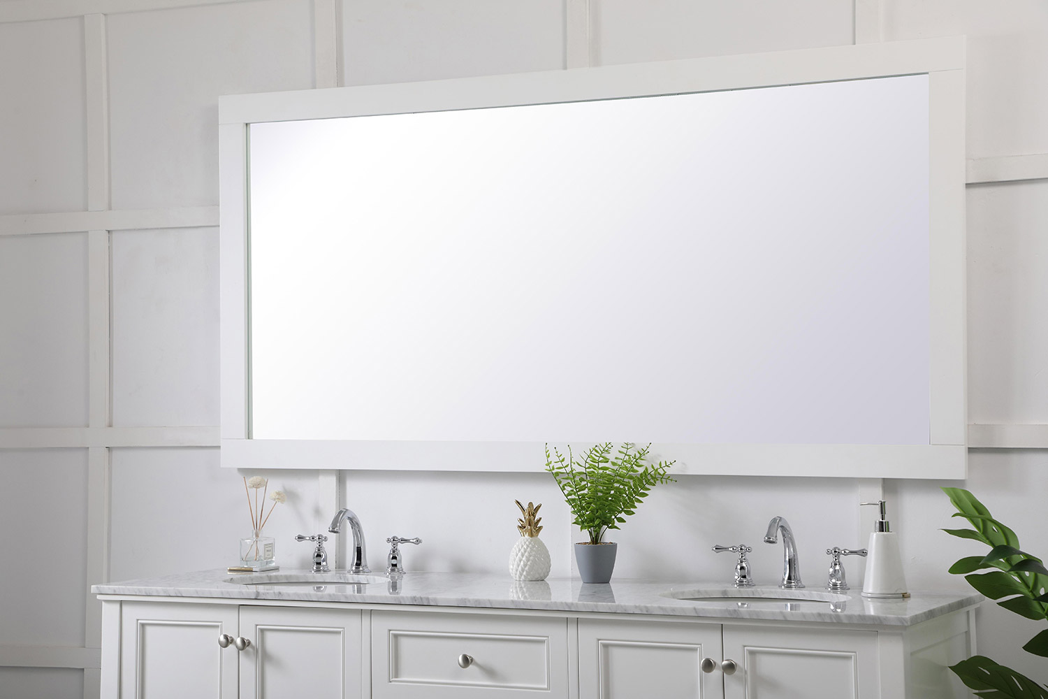 Elegant Wall Mirror - White, D 72", H 36" (VM27236WH)