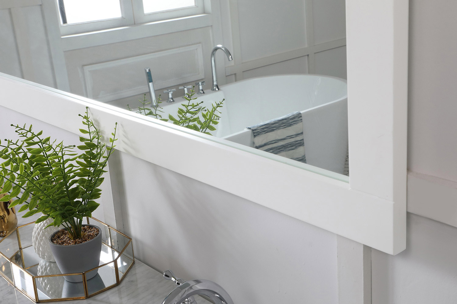 Elegant Wall Mirror - White, D 72", H 36" (VM27236WH)