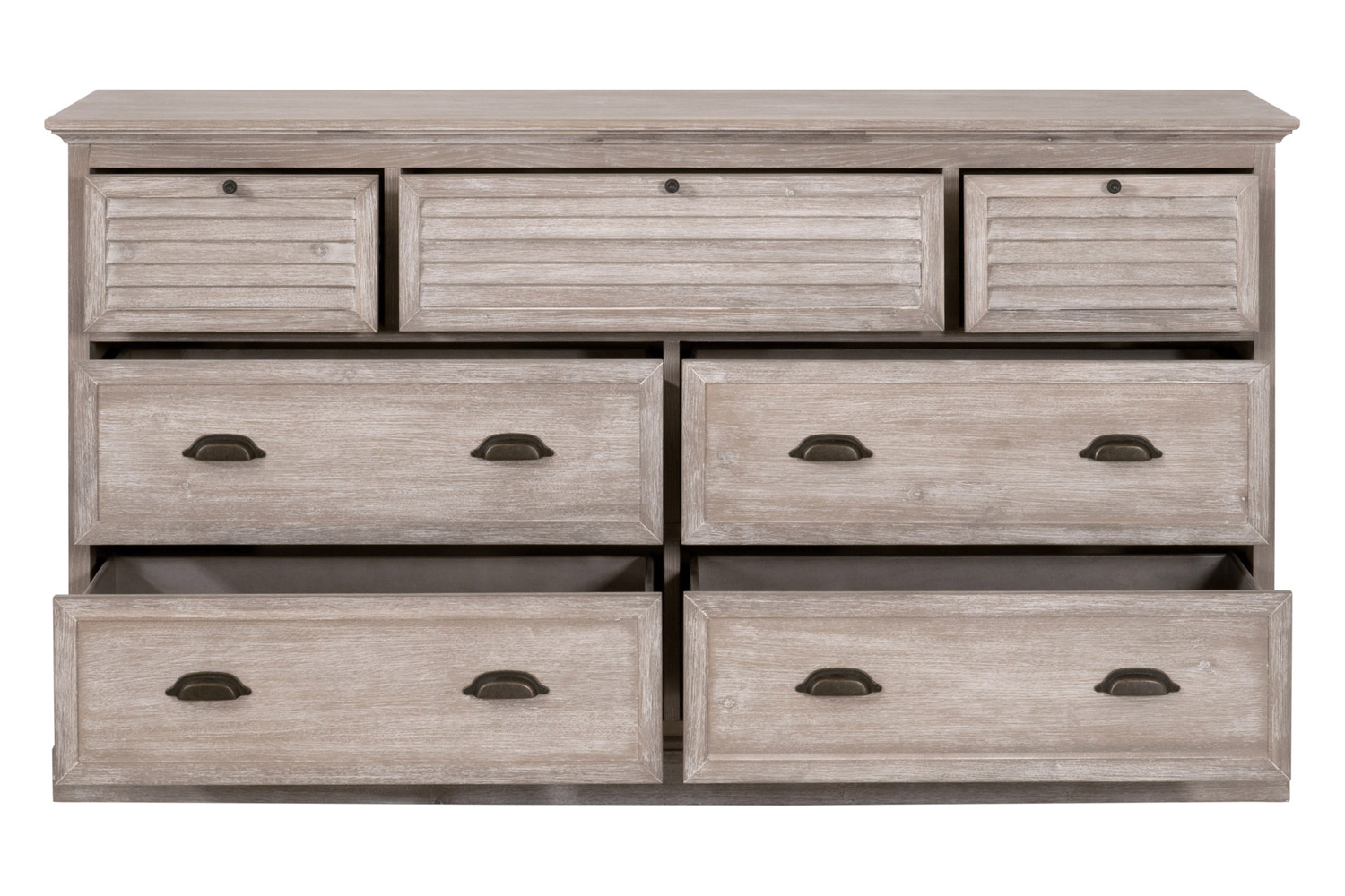 Essentials - Traditions Eden 7-Drawer Media Dresser in Natural Gray Acacia
