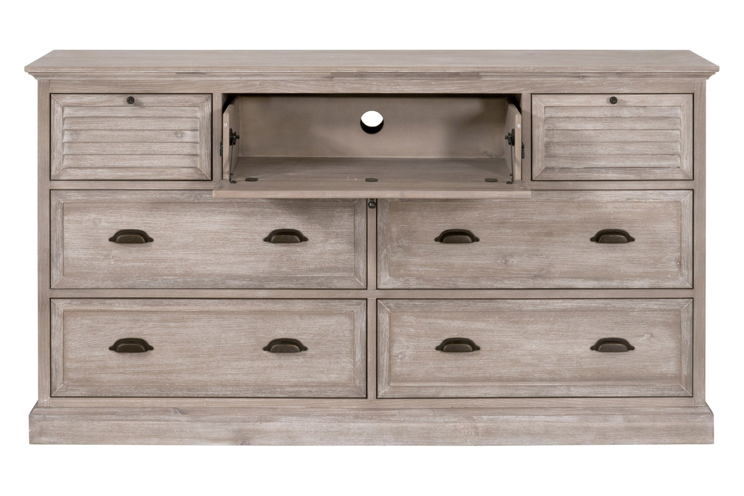 Essentials - Traditions Eden 7-Drawer Media Dresser in Natural Gray Acacia
