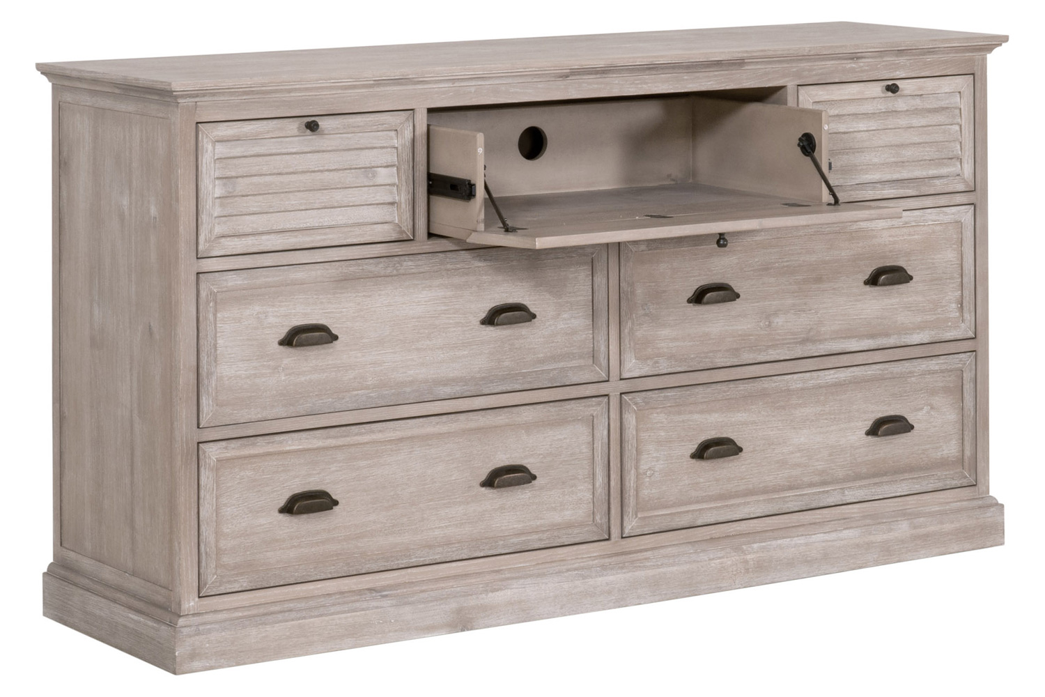 Essentials - Traditions Eden 7-Drawer Media Dresser in Natural Gray Acacia
