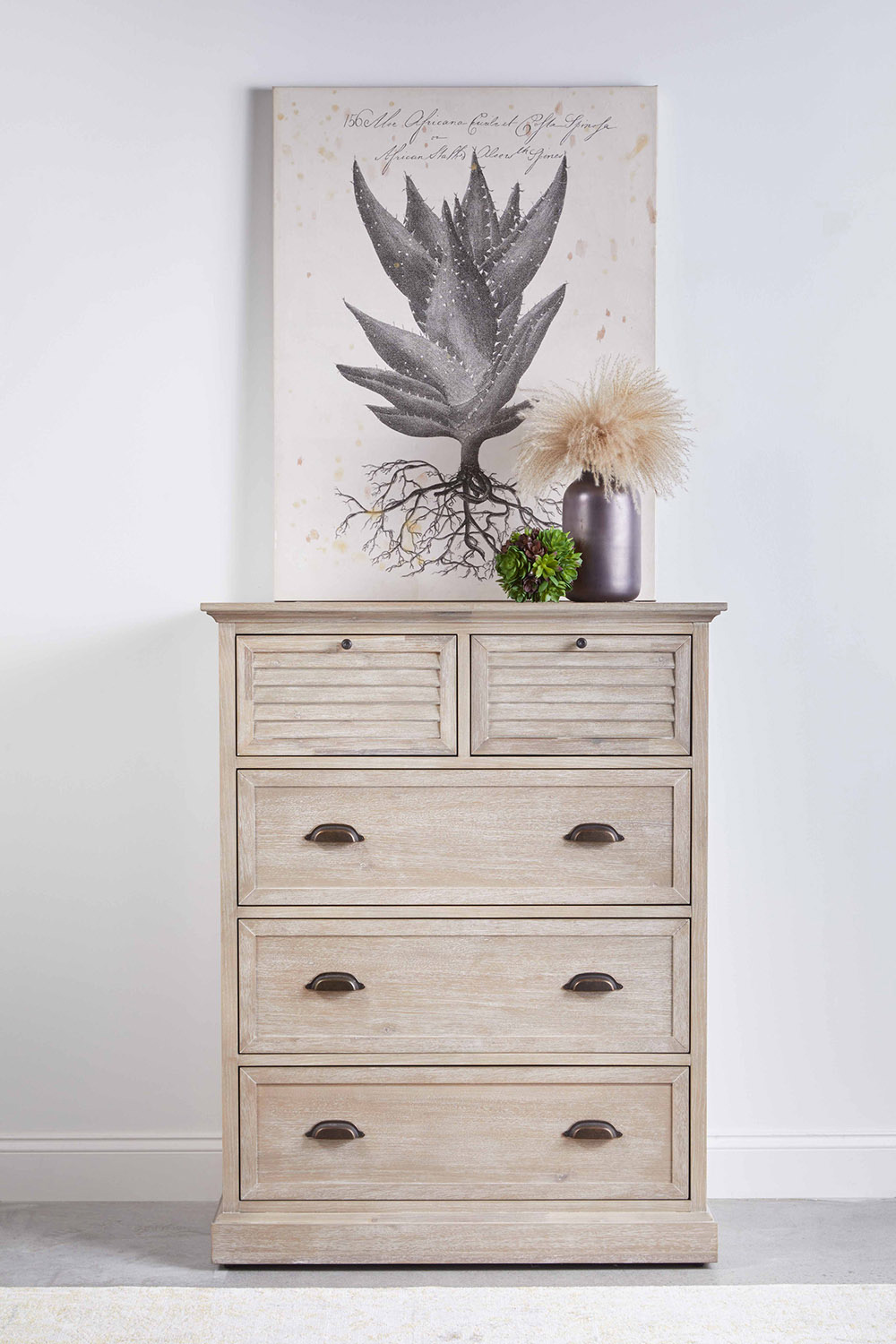 Essentials - Eden 5-Drawer High Chest in Natural Gray Acacia