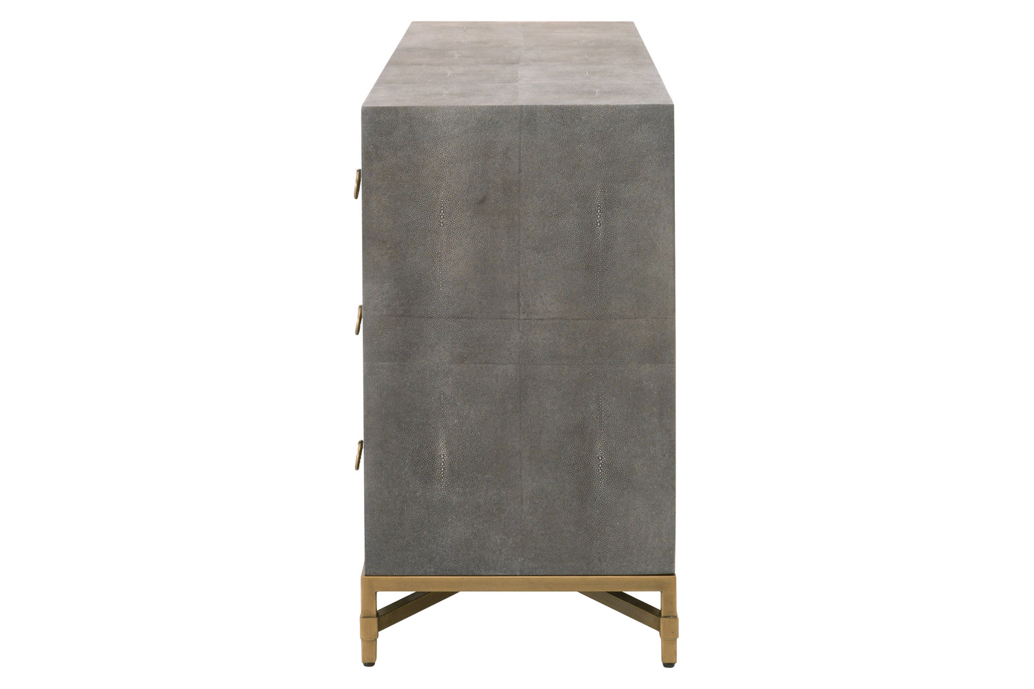Essentials Traditions Strand Shagreen 6-Drawer Double Dresser - Gray Shagreen, Brushed Gold