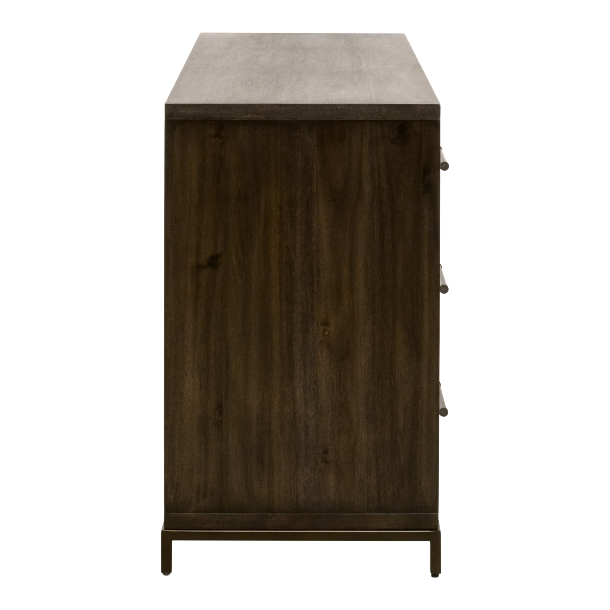 Essentials - Wrenn 6-Drawer Double Dresser in Burnished Brown Acacia, Matte White, Antique Bronze