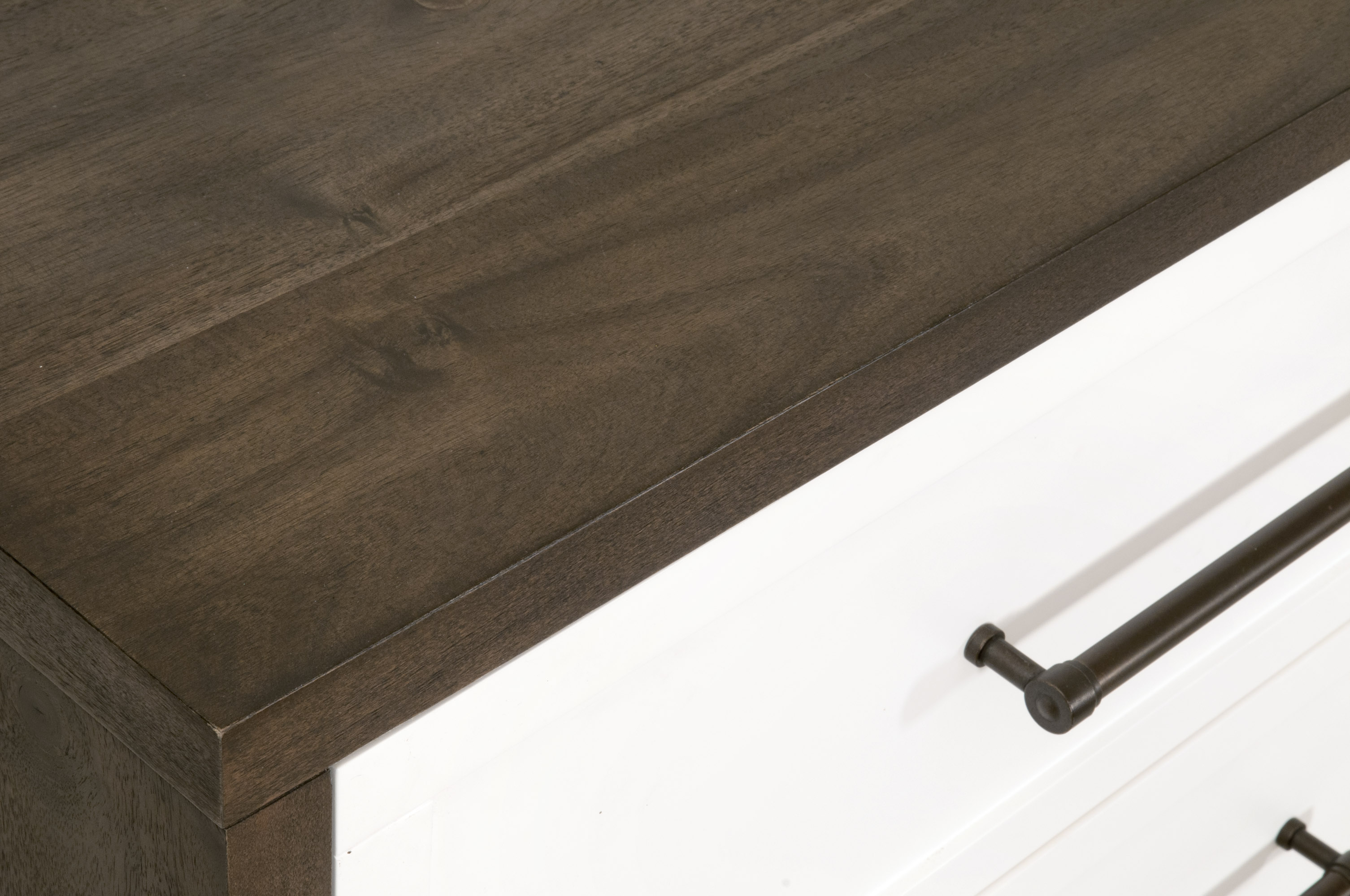 Essentials - Wrenn 6-Drawer Double Dresser in Burnished Brown Acacia, Matte White, Antique Bronze