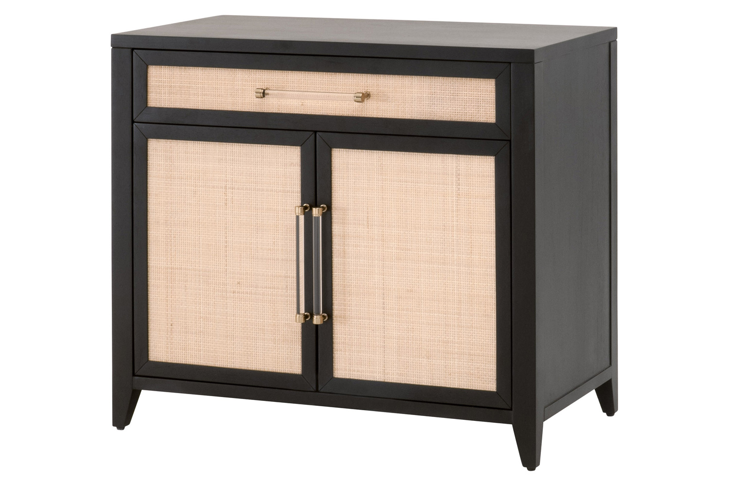 Essentials Holland Media Chest - Brushed Black Natural Rattan