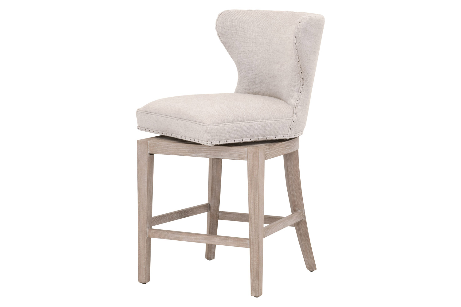Essentials Milton Swivel Counter Stool - Bisque French Linen Natural Gray Ash