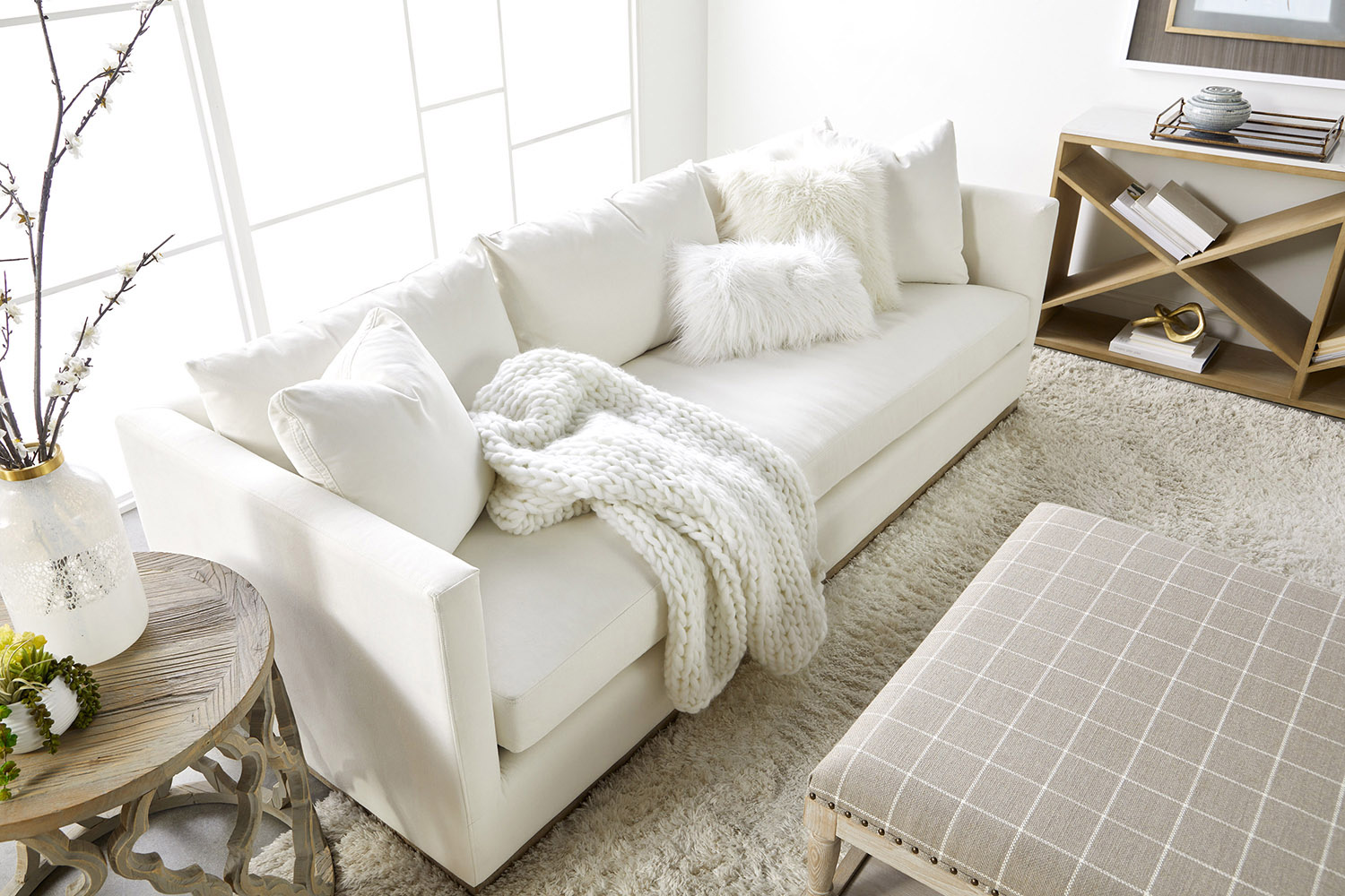 Essentials Townsend Upholstered Coffee Table - Windowpane Pebble