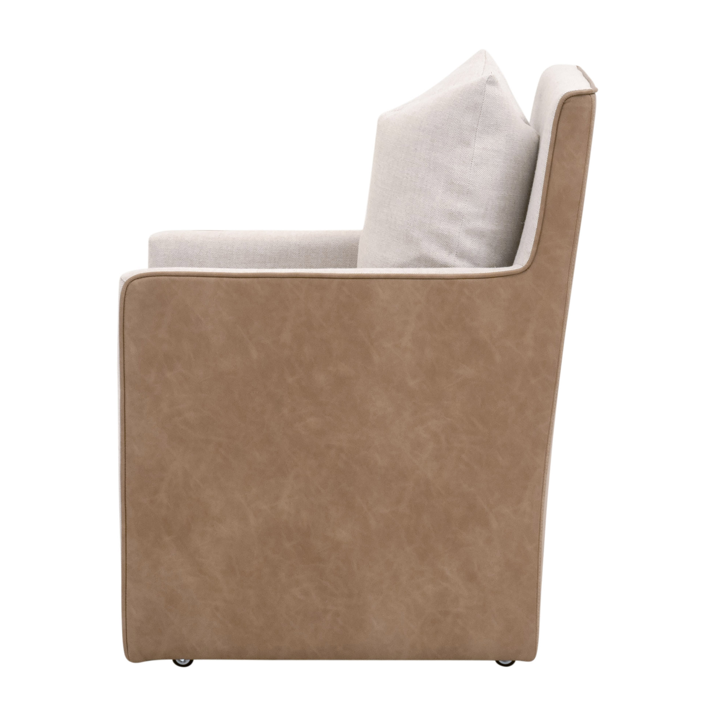 Essentials Harmony Arm Chair With Casters - Performance Bisque French Linen, Ivanhoe-Toast