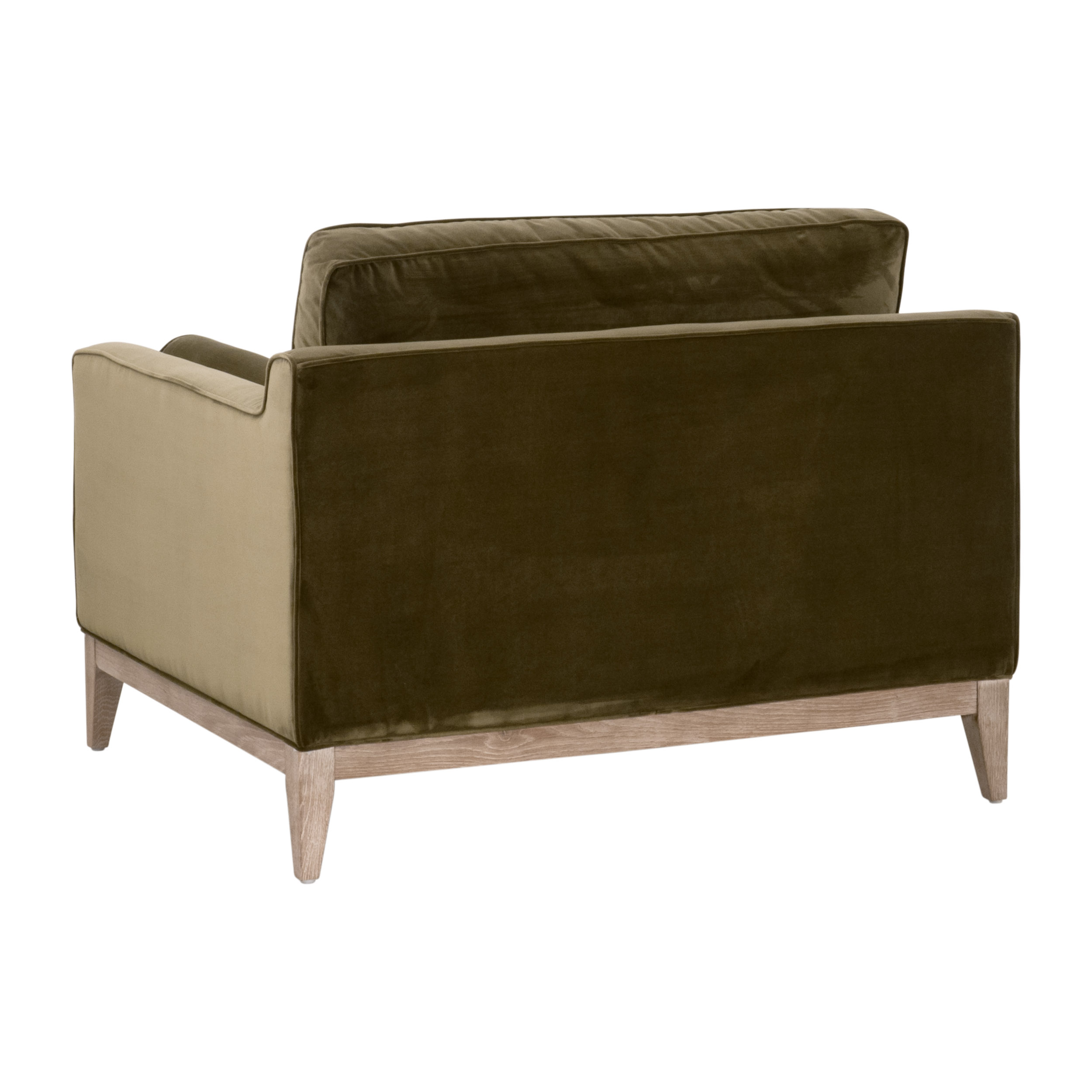 Essentials Parker Post Modern Sofa Chair - Olive Velvet, Natural Gray Oak