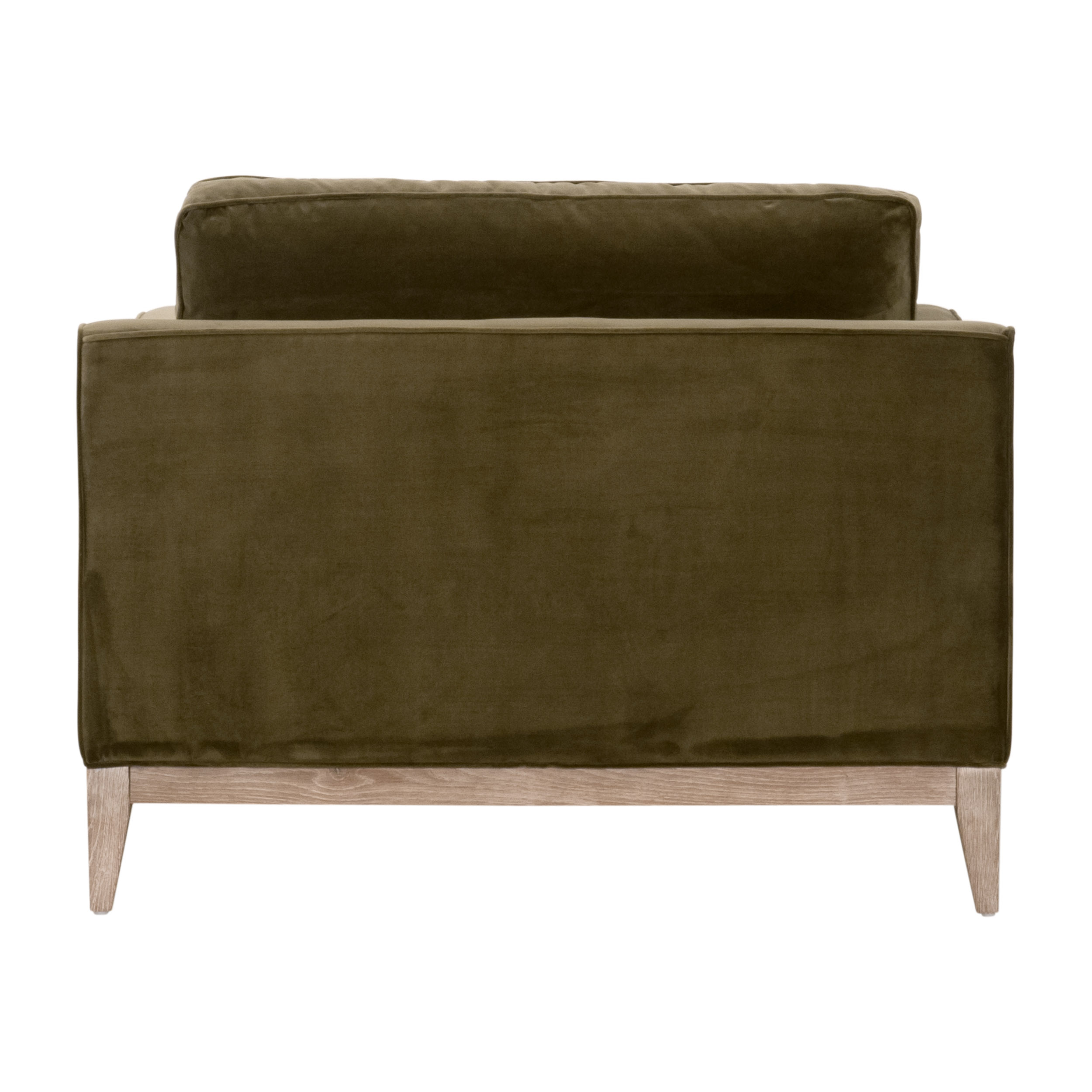 Essentials Parker Post Modern Sofa Chair - Olive Velvet, Natural Gray Oak