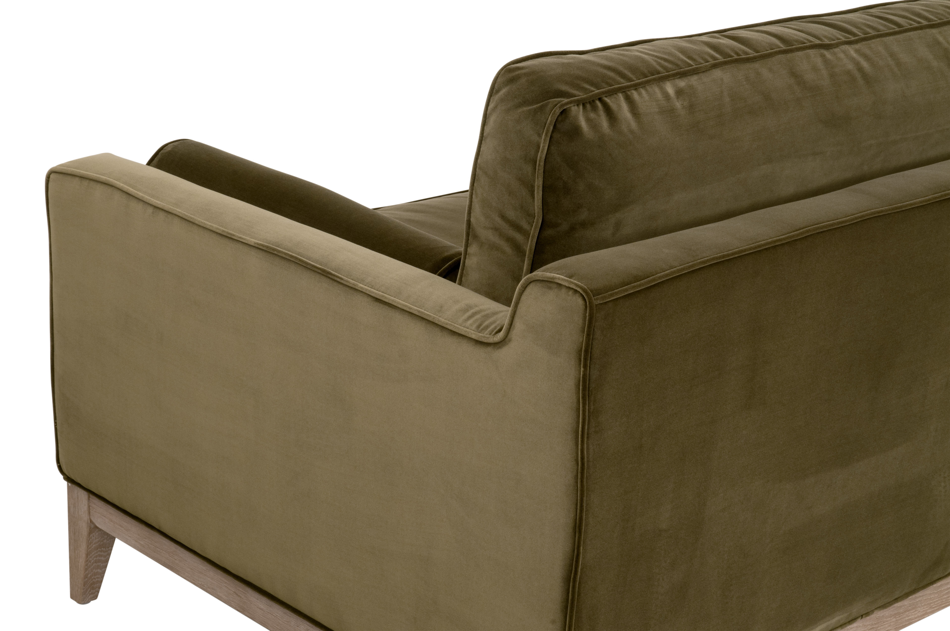 Essentials Parker Post Modern Sofa Chair - Olive Velvet, Natural Gray Oak
