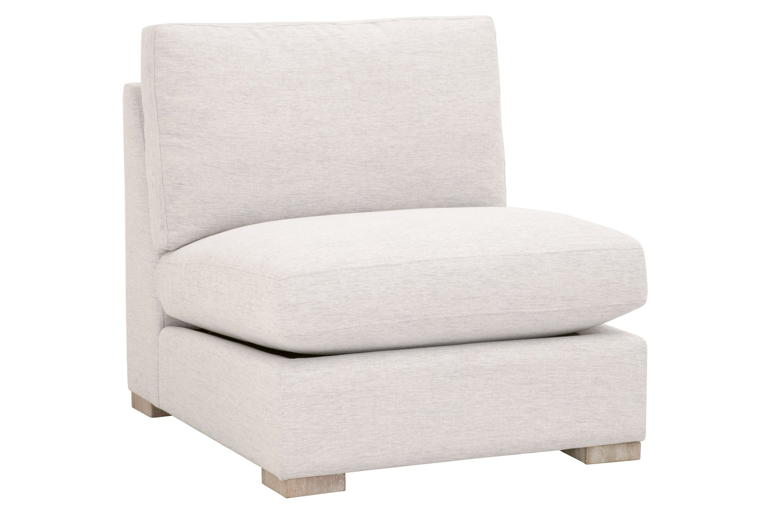 Essentials - Clara Modular 1-Seat Armless Chair in Natural Gray Oak/Performance Stone Basketweave