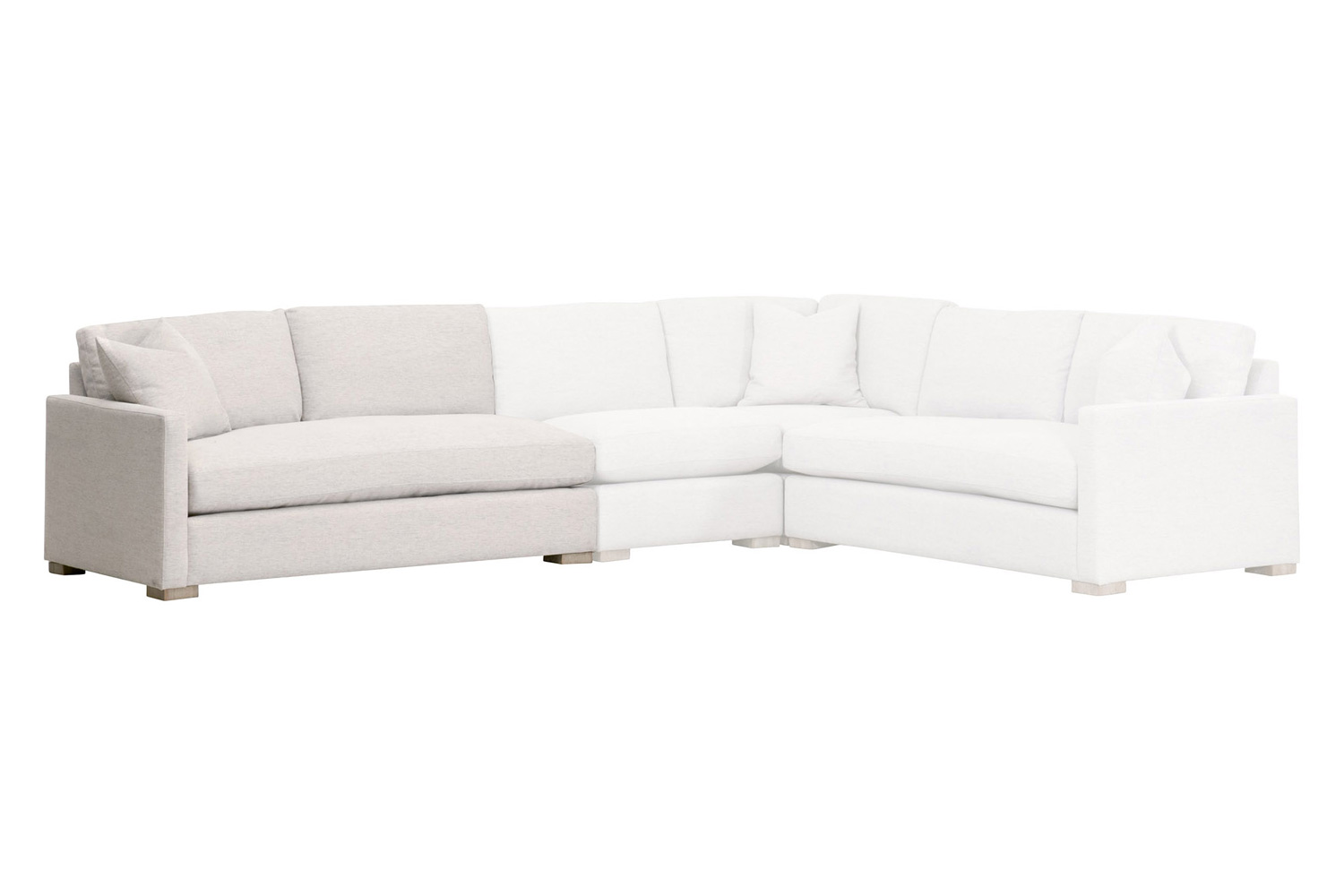 Essentials Clara Modular 2-Seat Left Slim Arm Sofa - Natural Gray Oak/Performance Stone Basketweave