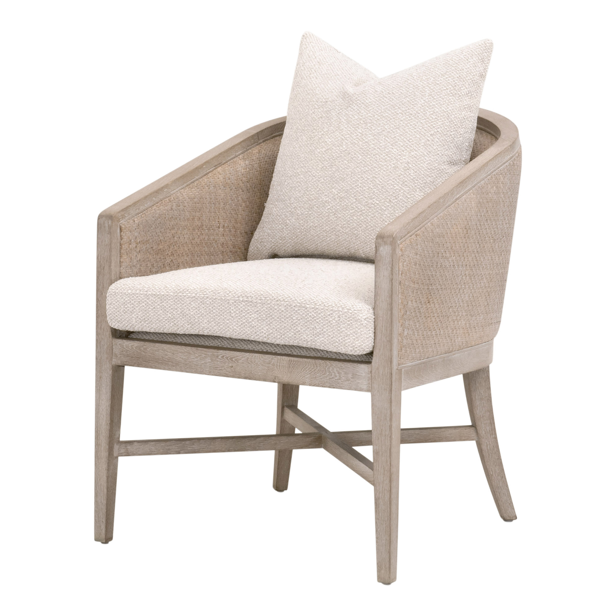 Essentials - McGuire Arm Chair in LiveSmart Gellar-Linen, Natural Gray Oak/Cane