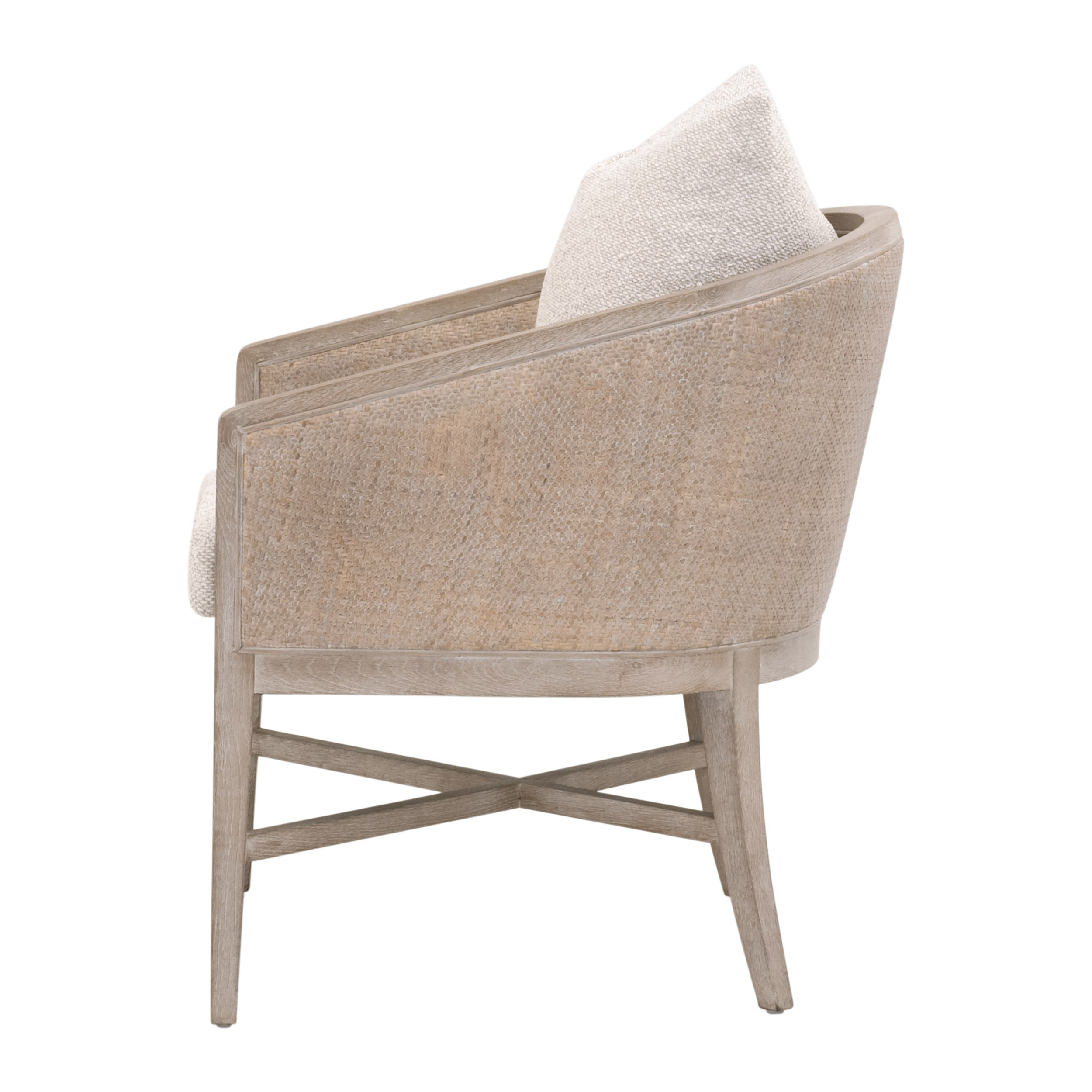 Essentials - McGuire Arm Chair in LiveSmart Gellar-Linen, Natural Gray Oak/Cane