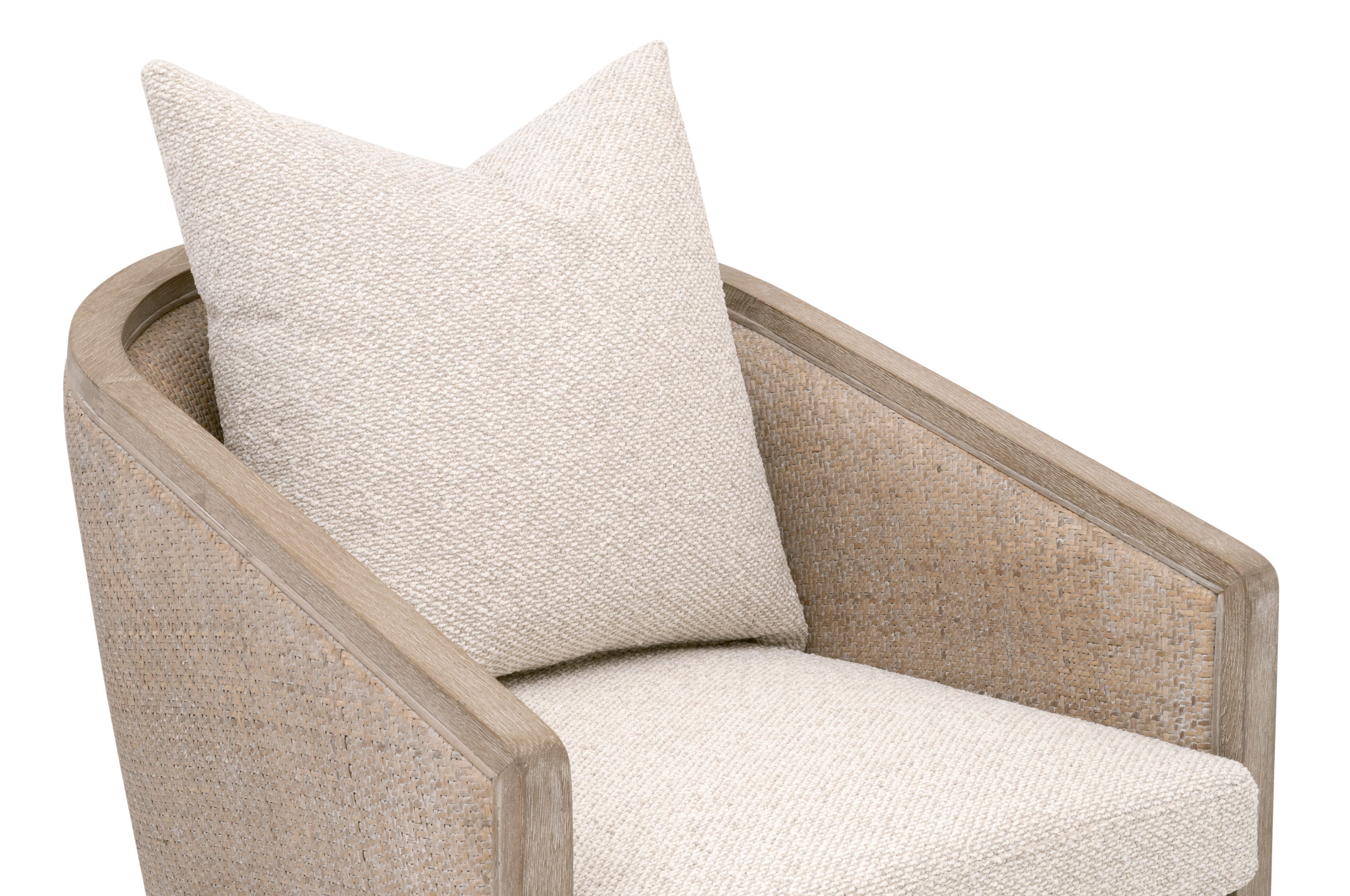 Essentials - McGuire Arm Chair in LiveSmart Gellar-Linen, Natural Gray Oak/Cane