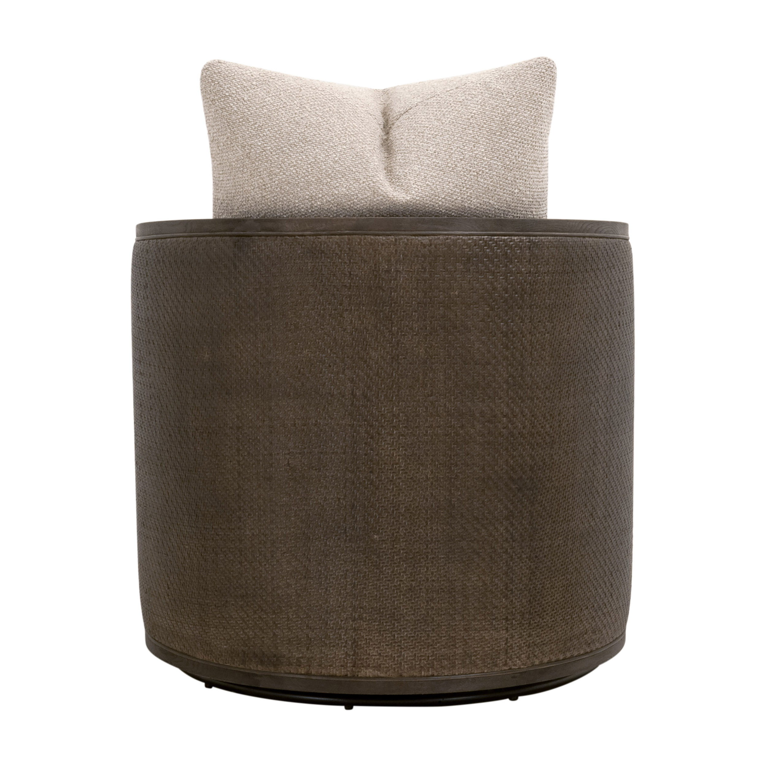 Essentials McGuire Swivel Club Chair - LiveSmart Gellar-Jute, Matte Brown Oak/Cane