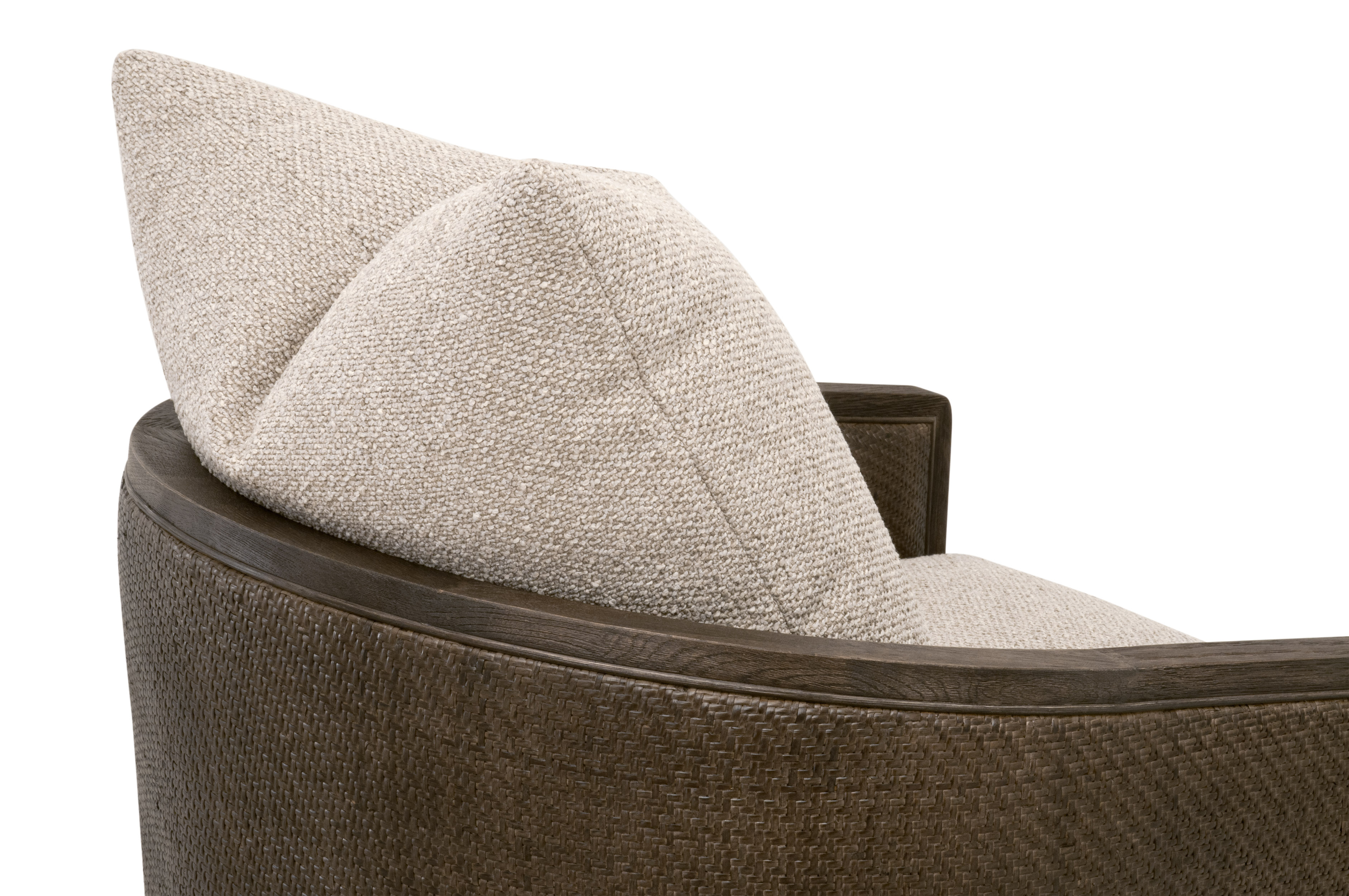 Essentials McGuire Swivel Club Chair - LiveSmart Gellar-Jute, Matte Brown Oak/Cane