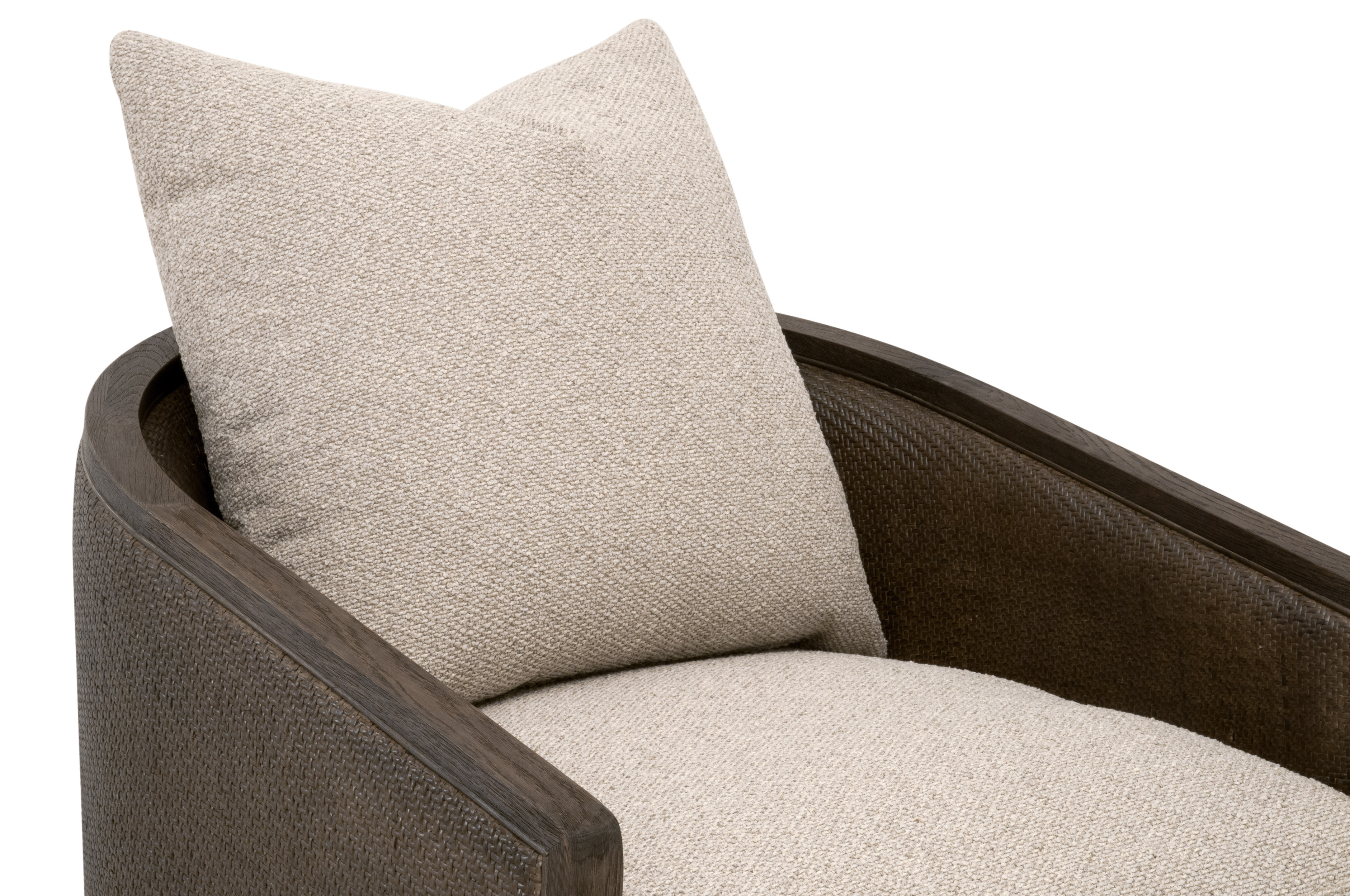 Essentials McGuire Swivel Club Chair - LiveSmart Gellar-Jute, Matte Brown Oak/Cane