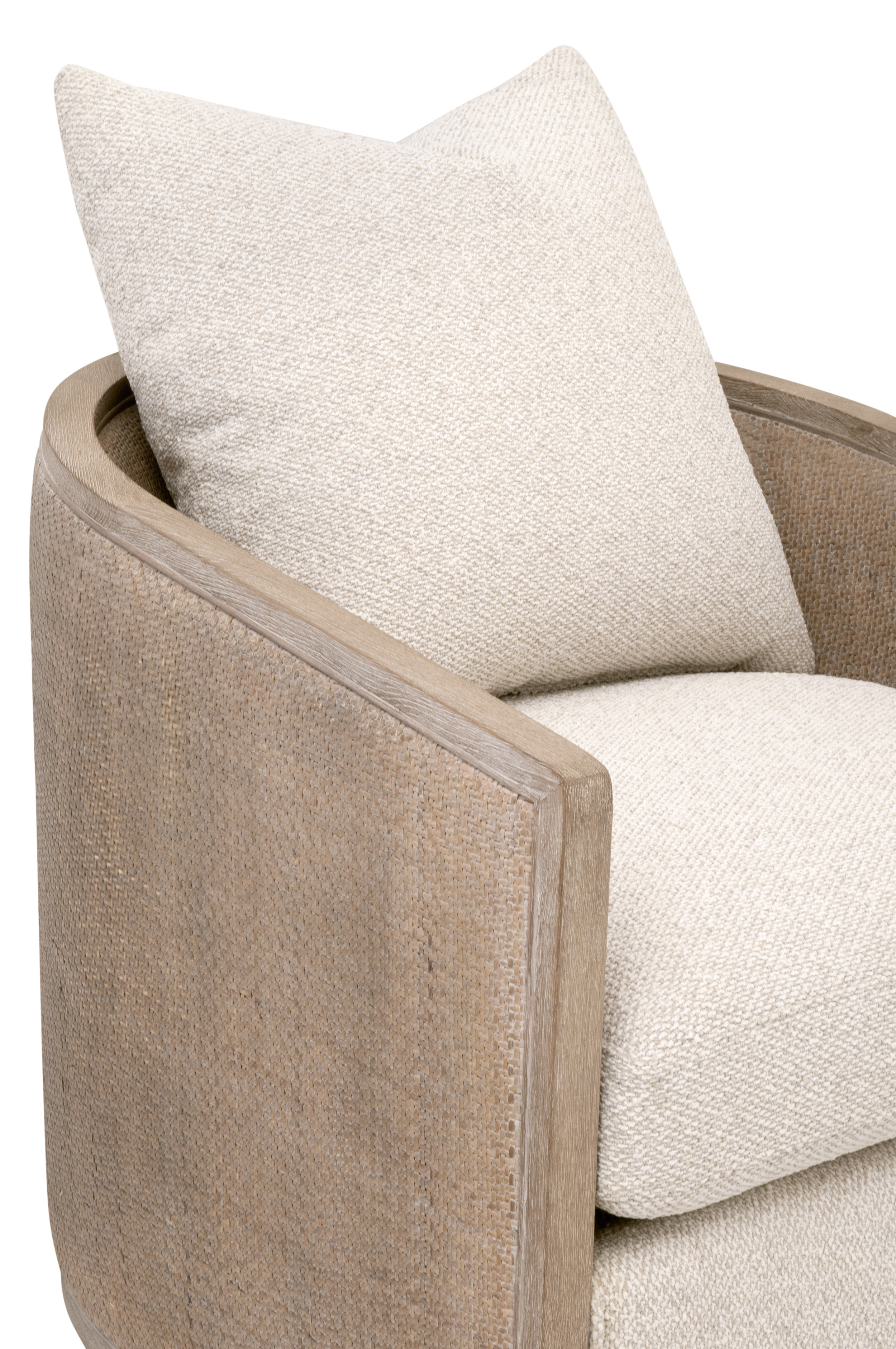 Essentials McGuire Swivel Club Chair - LiveSmart Gellar-Linen, Natural Gray Oak/Cane