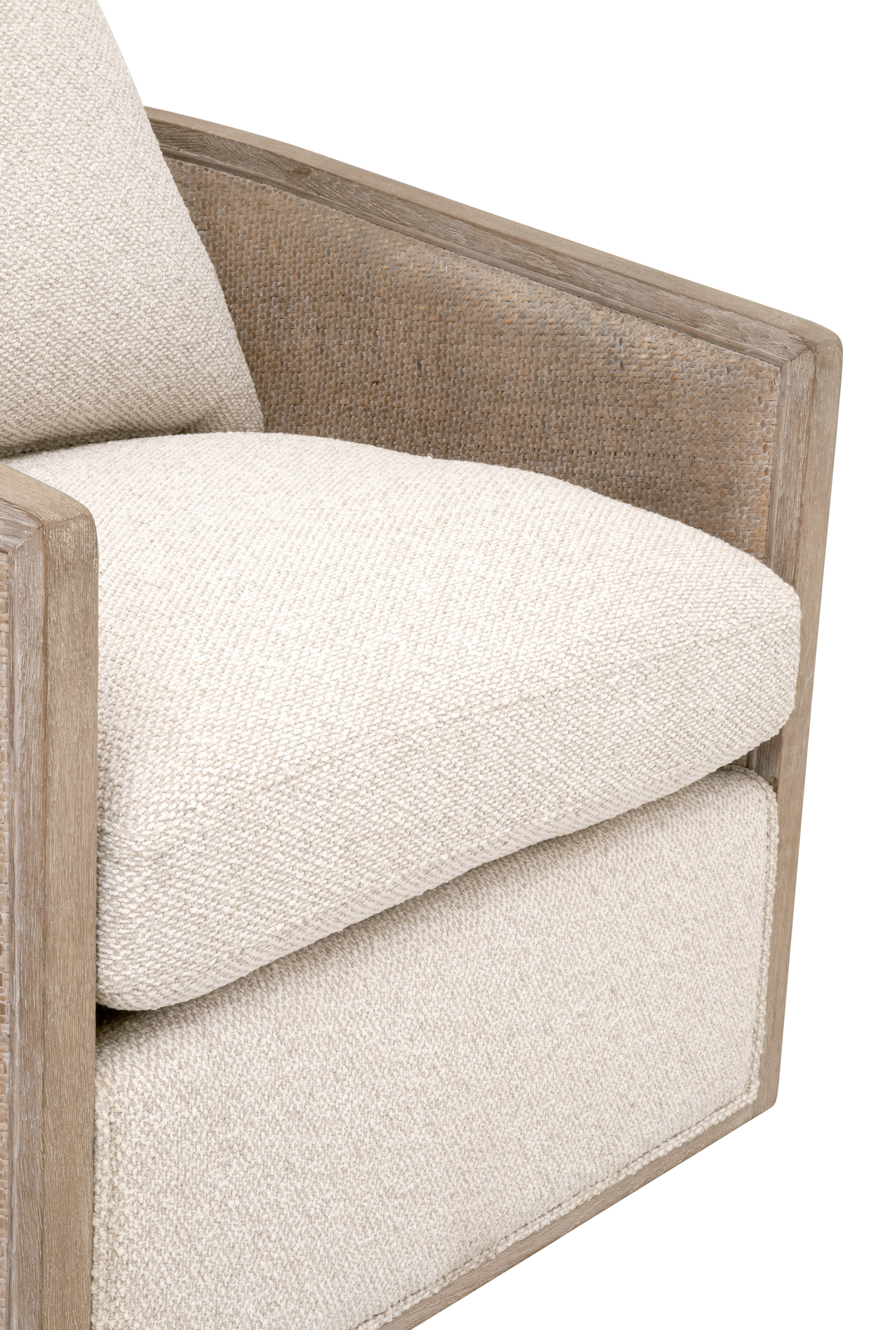 Essentials McGuire Swivel Club Chair - LiveSmart Gellar-Linen, Natural Gray Oak/Cane