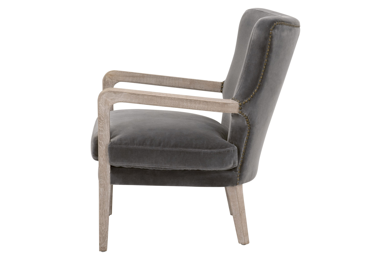 Essentials - Calvin Club Chair in Dark Dove Velvet Natural Gray