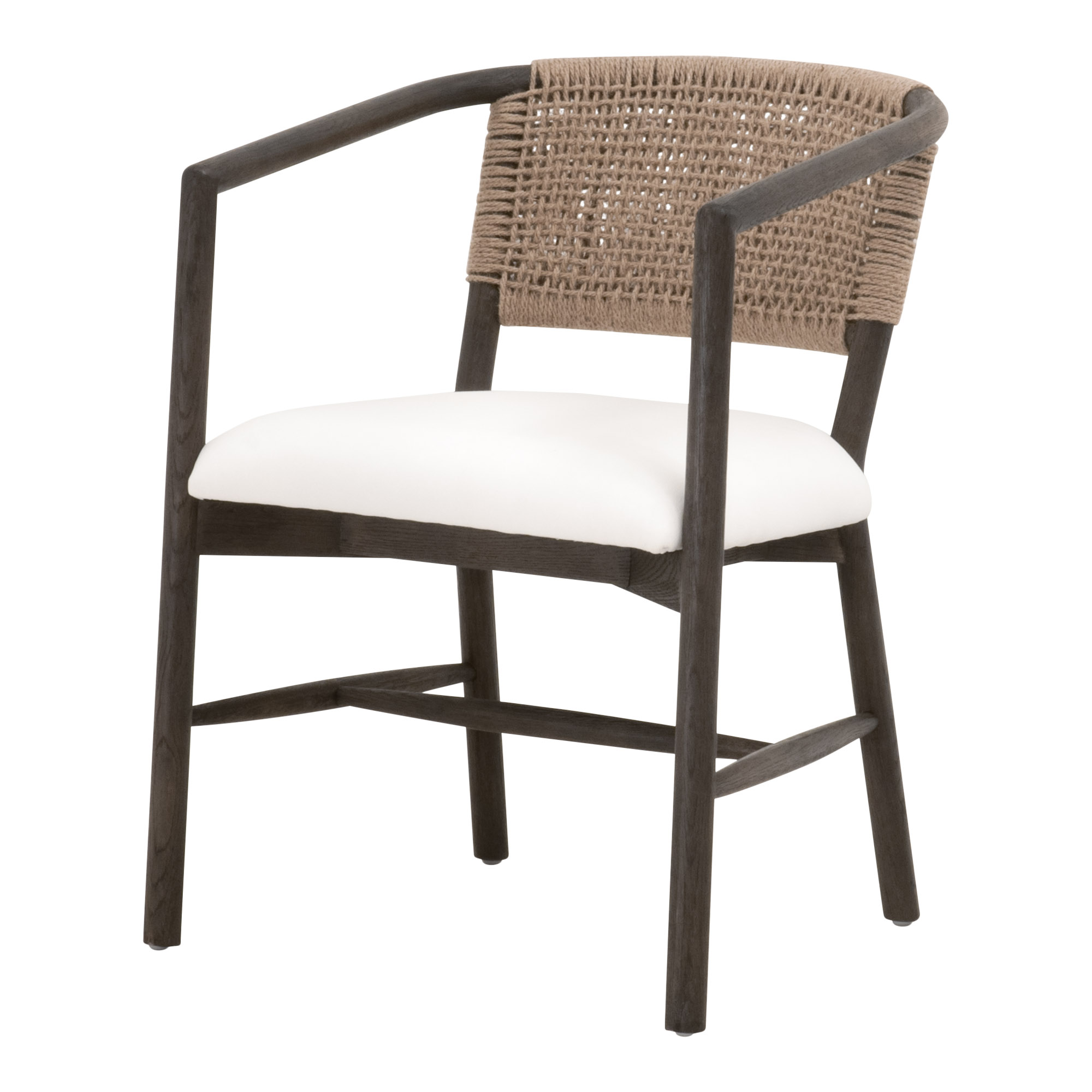 Essentials - Juxtaposition Accent Chair in LiveSmart Peyton-Pearl, Matte Brown Oak, Jute Twine