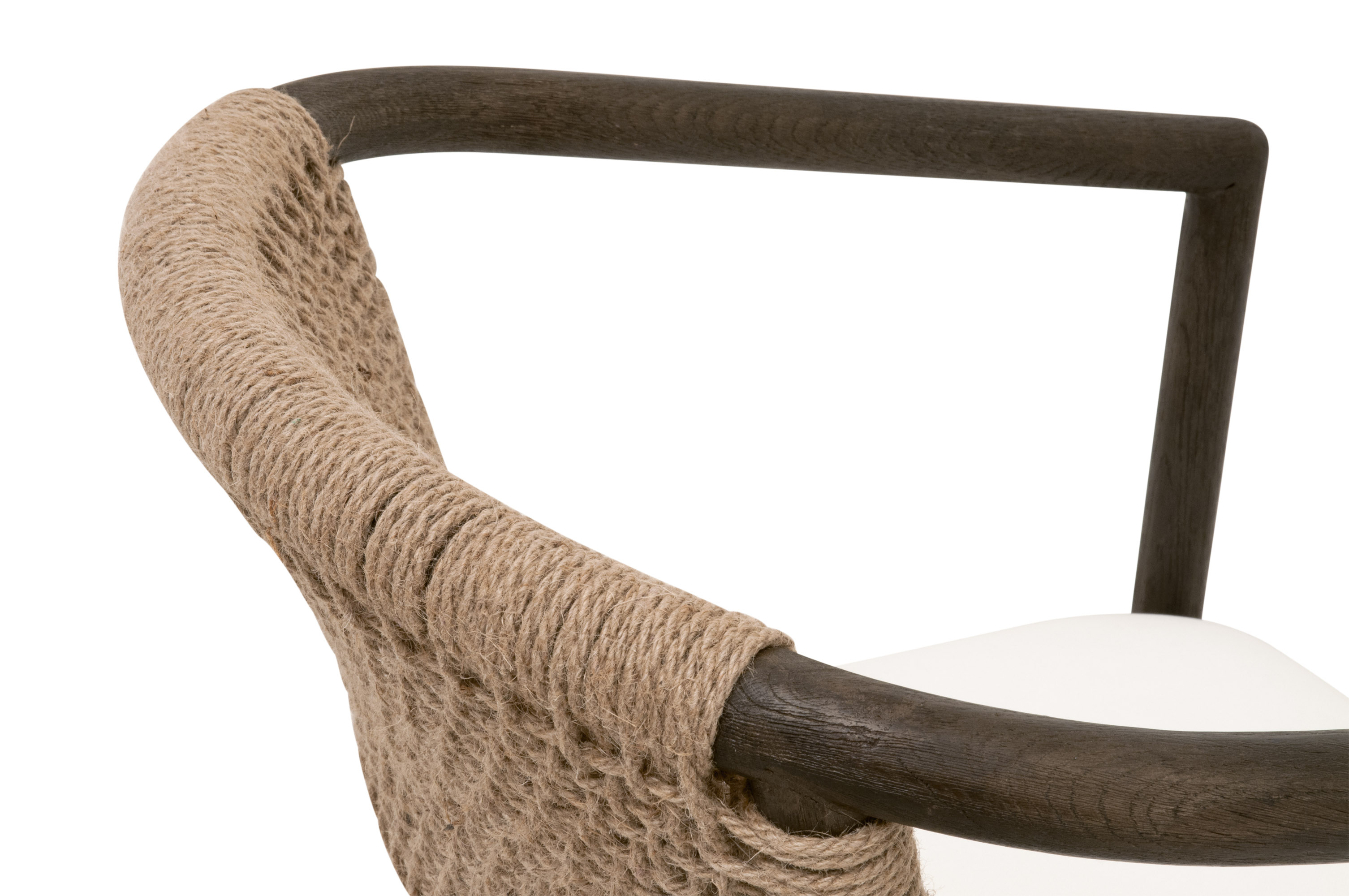 Essentials - Juxtaposition Accent Chair in LiveSmart Peyton-Pearl, Matte Brown Oak, Jute Twine
