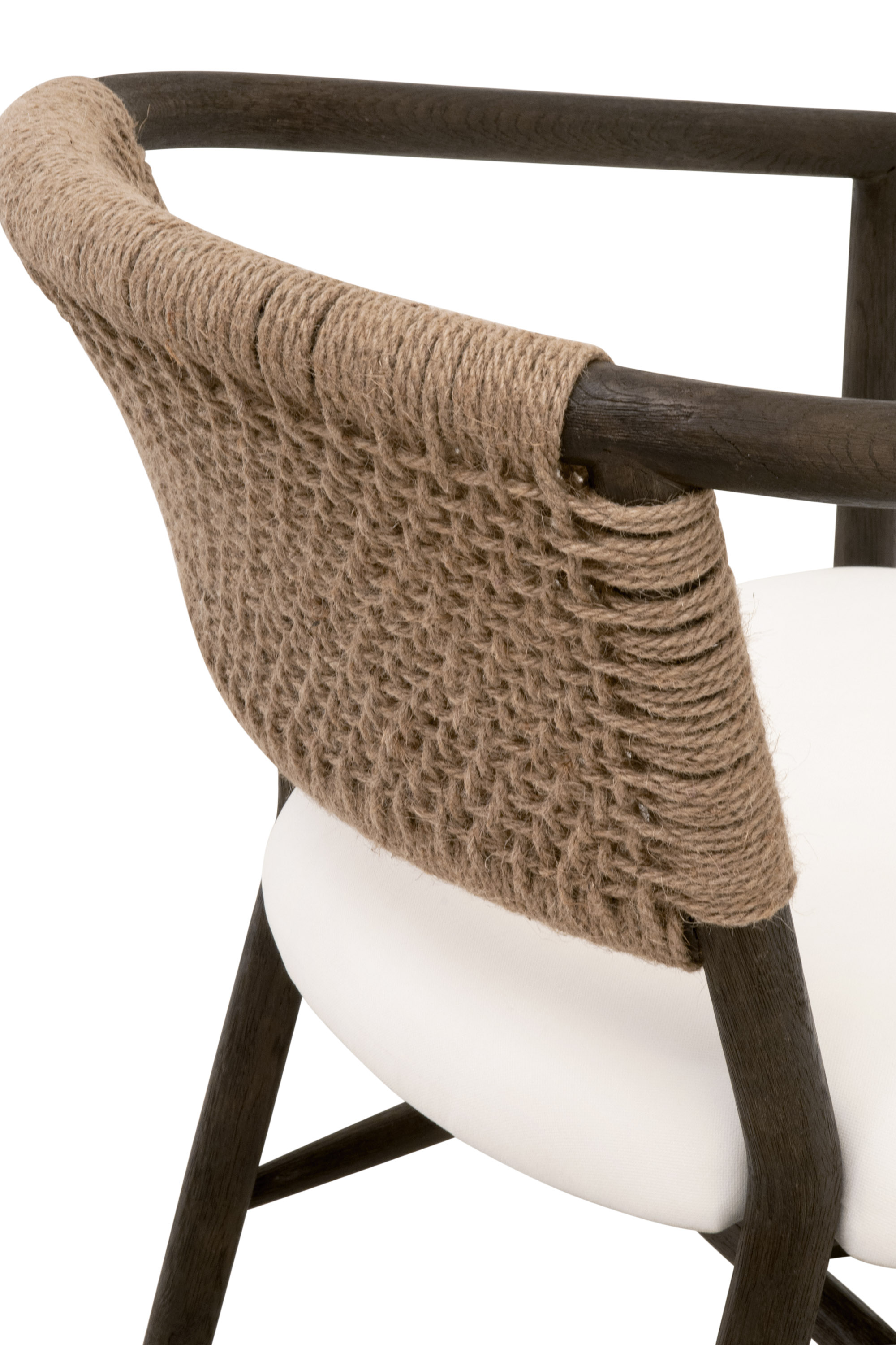 Essentials - Juxtaposition Accent Chair in LiveSmart Peyton-Pearl, Matte Brown Oak, Jute Twine