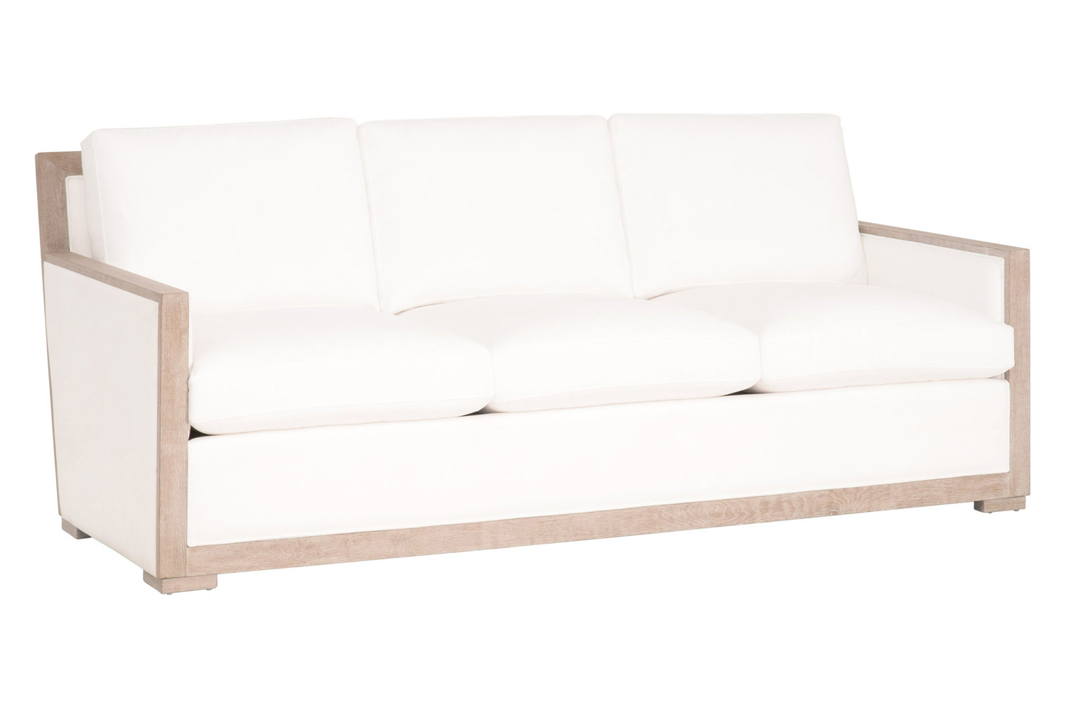 Essentials - Manhattan 85" Wood Trim Sofa in LiveSmart Peyton Pearl Natural Gray