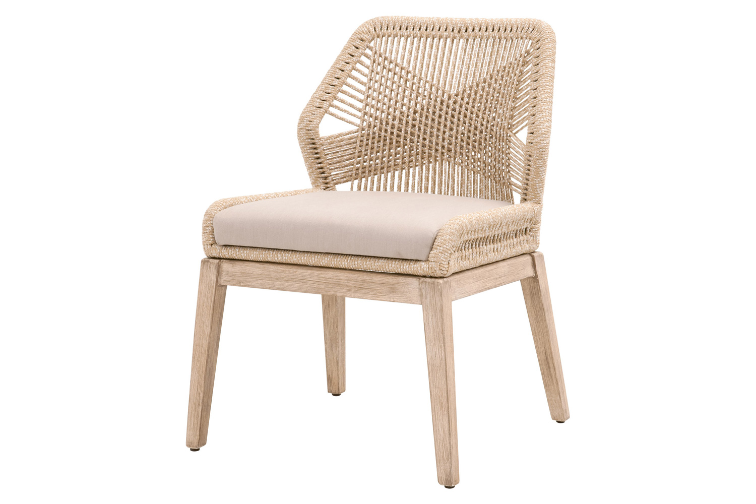 Essentials Woven Loom Dining Chair, Set of 2 - Sand Natural Gray Fixed
