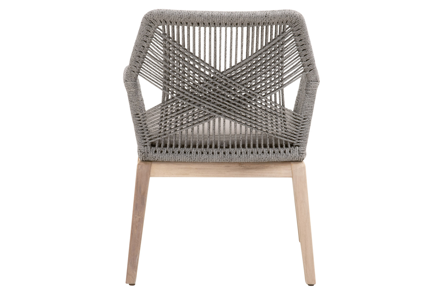 Essentials Woven Loom Outdoor Arm Chair, Set of 2 - Platinum Gray Teak