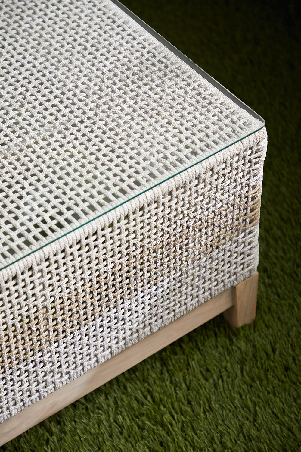 Essentials - Woven Tapestry Outdoor Coffee Table in Taupe