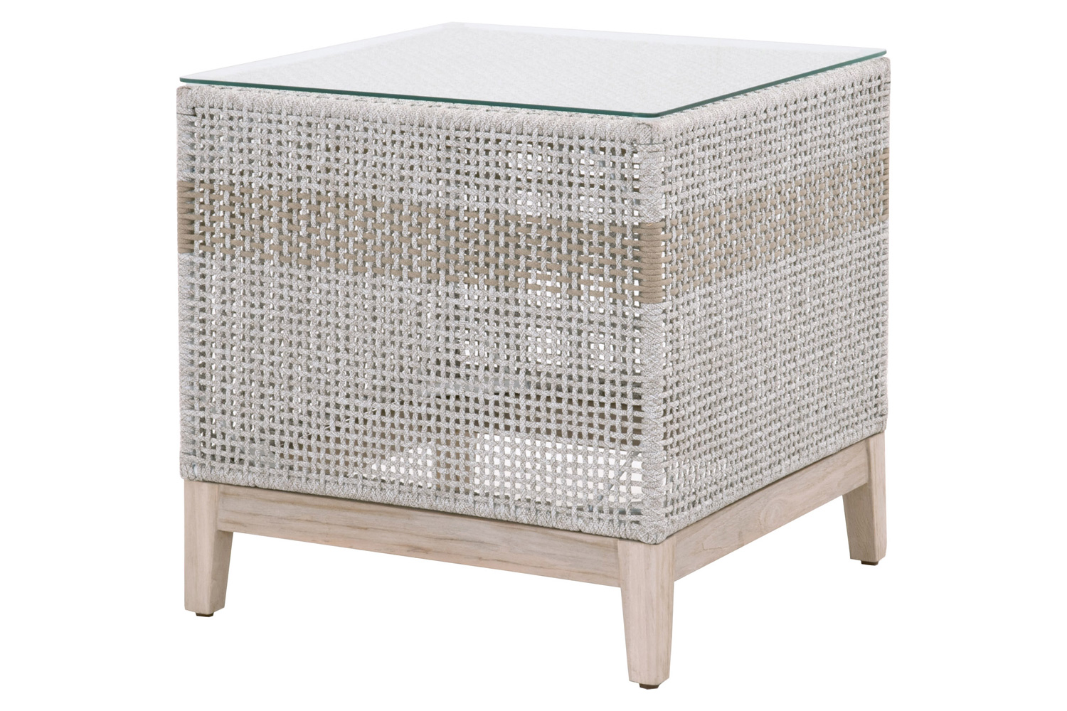 Essentials - Woven Tapestry Outdoor End Table in Taupe